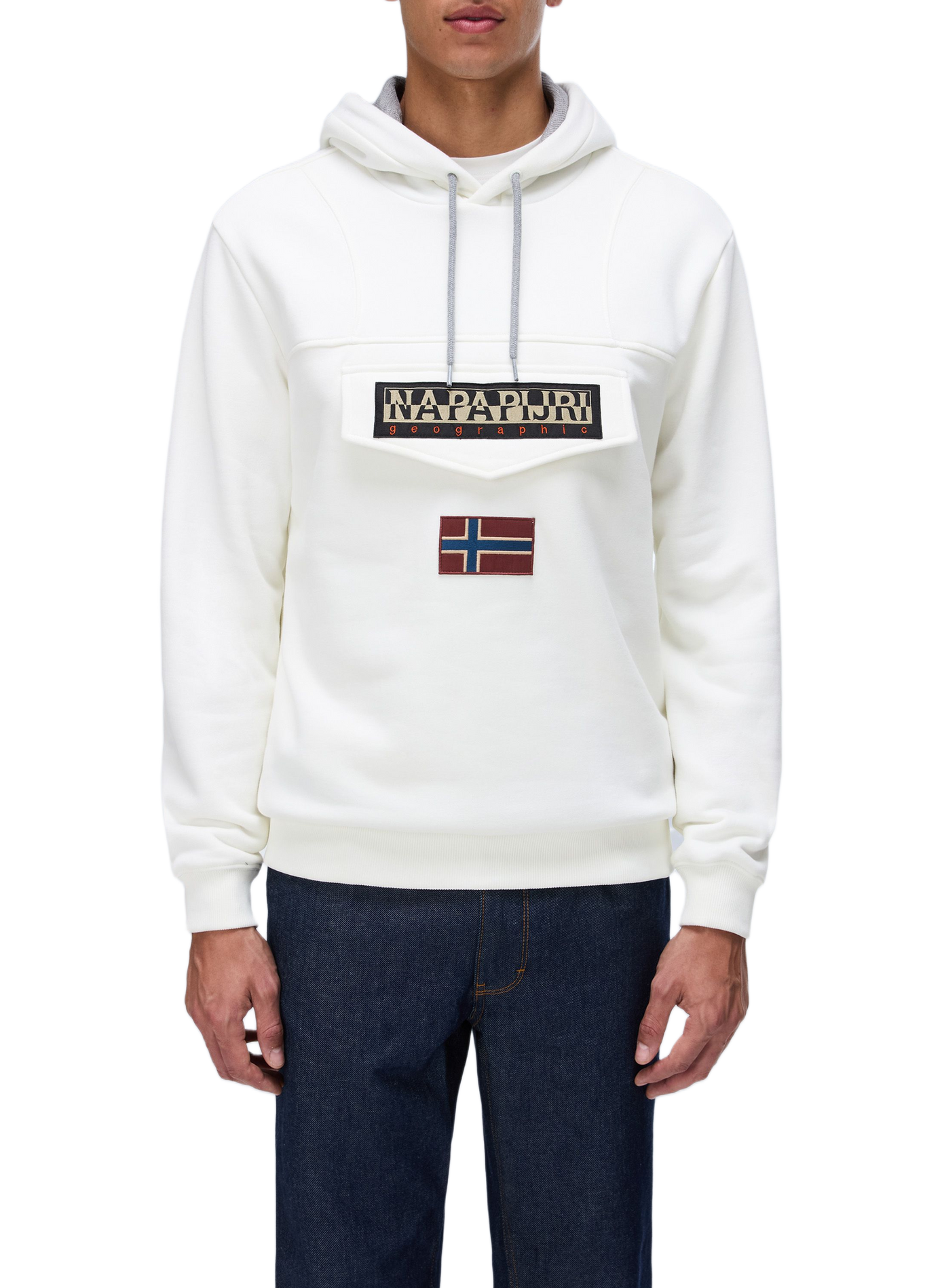 Straight cotton-blend hoodie NAPAPIJRI White