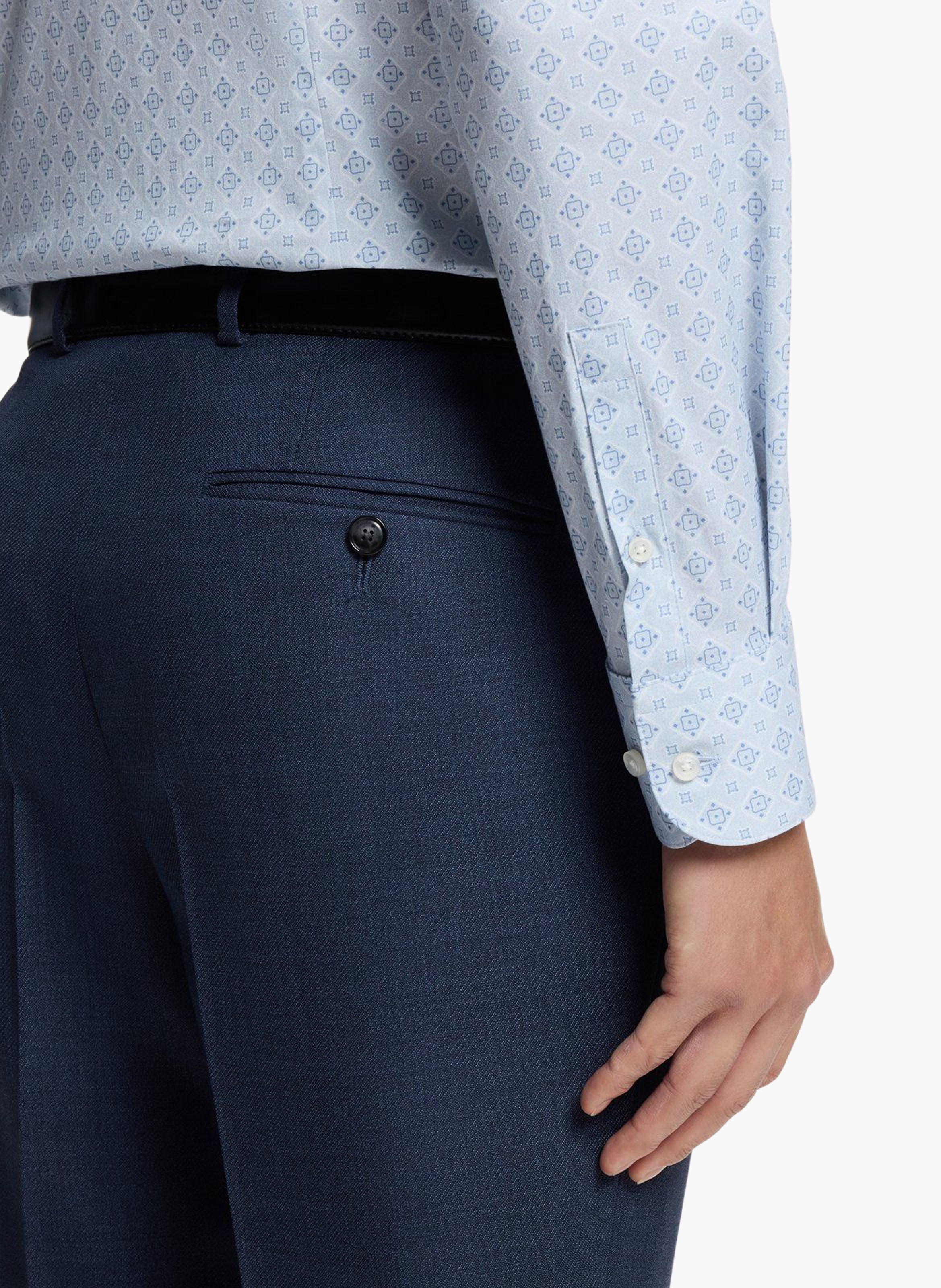 Chemise droite imprimée en coton mélangé BOSS Bleu