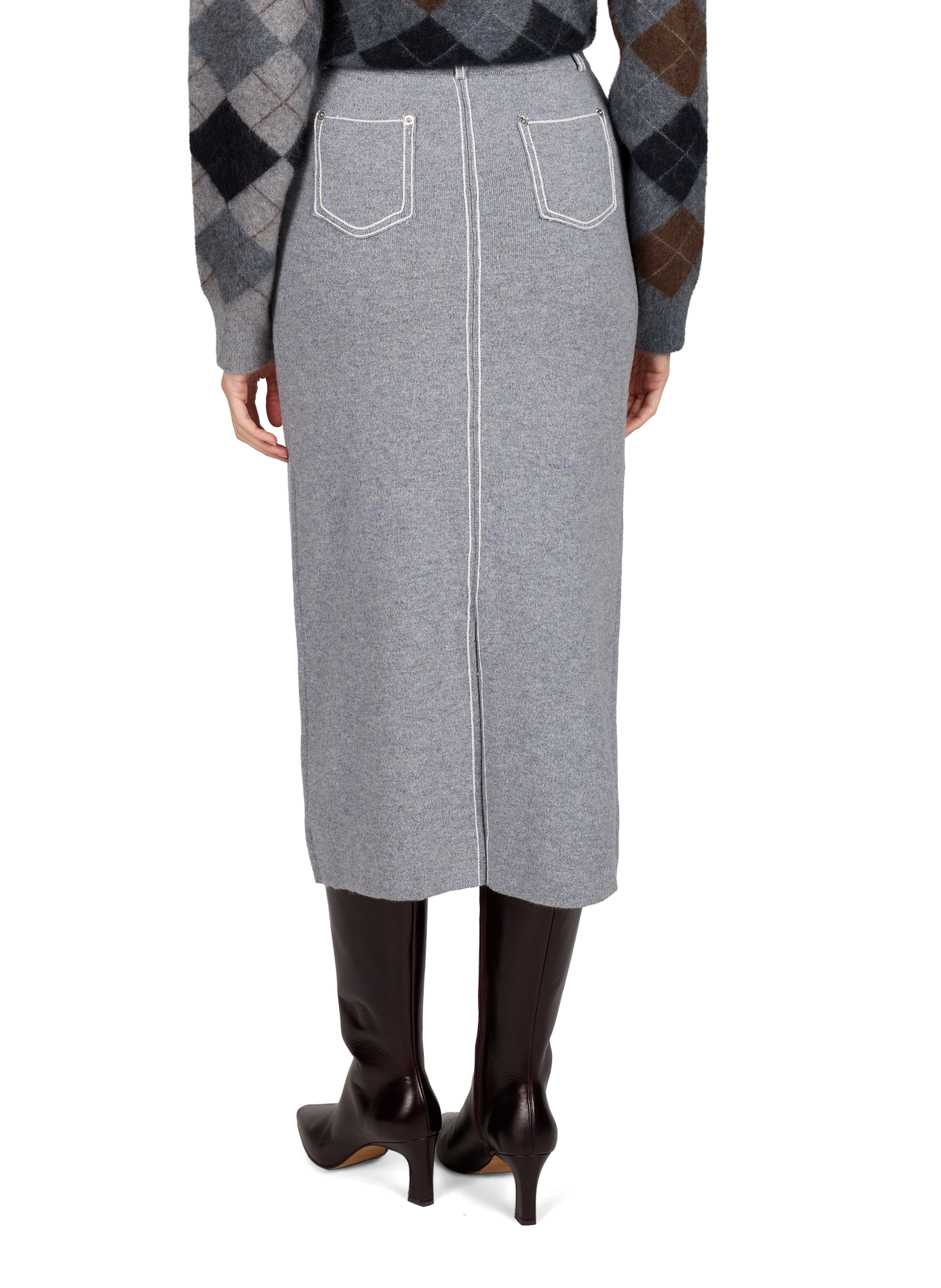 Fitted wool midi skirt BERENICE Grey