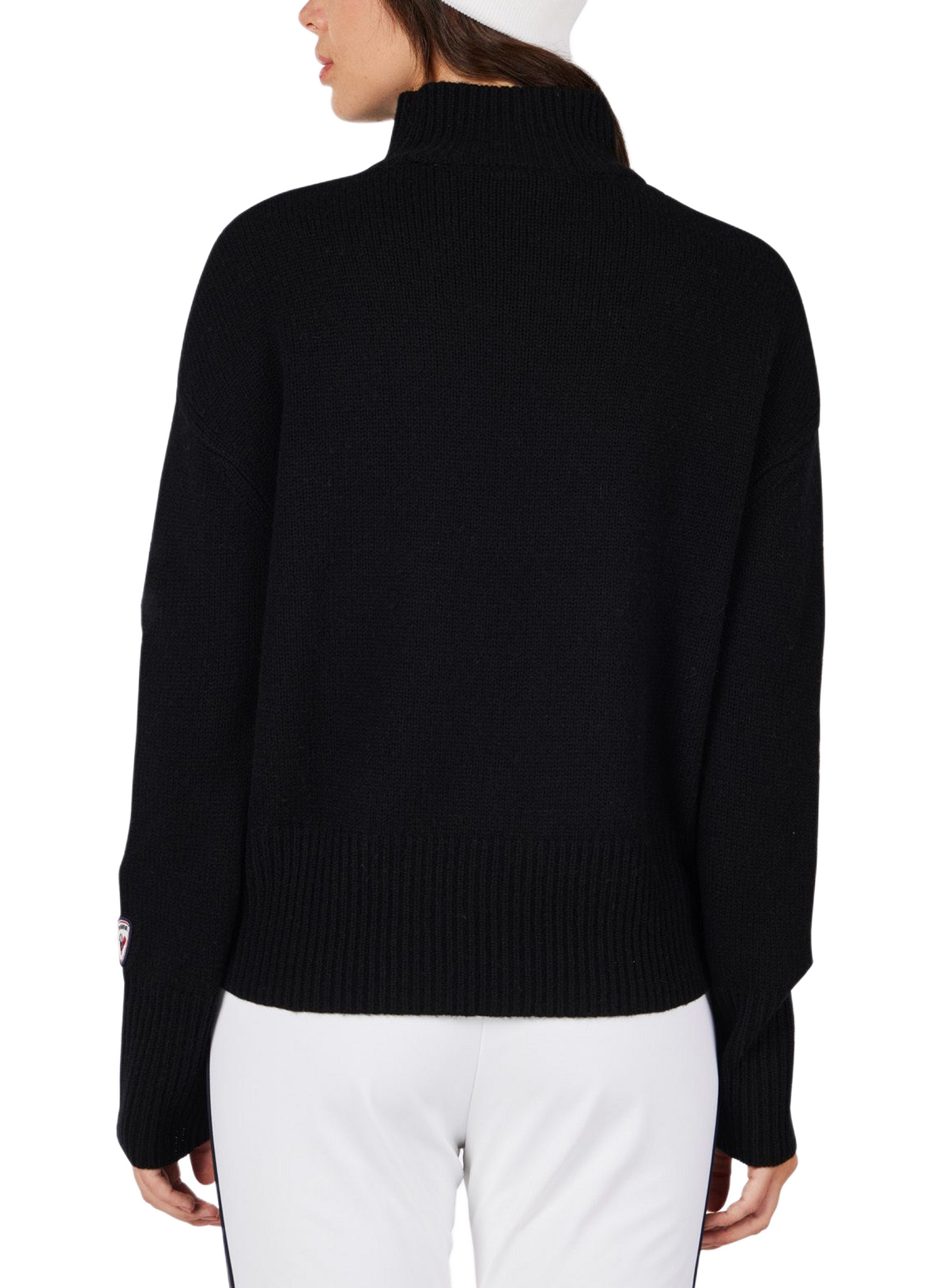Figurbetonter Signature-Pullover aus Wolle und Kaschmir ROSSIGNOL Schwarz
