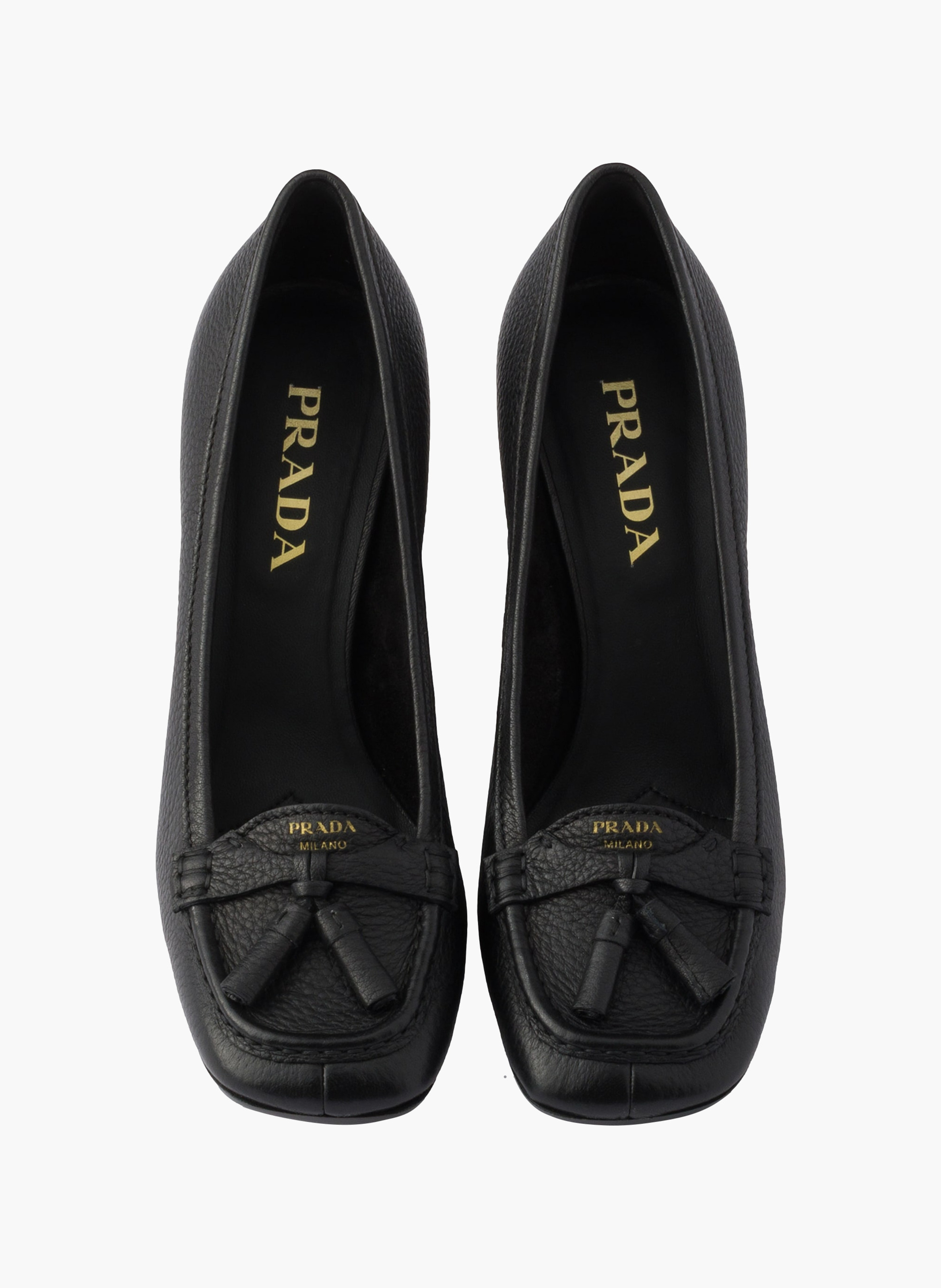 Mocassins à talon en cuir PRADA Noir