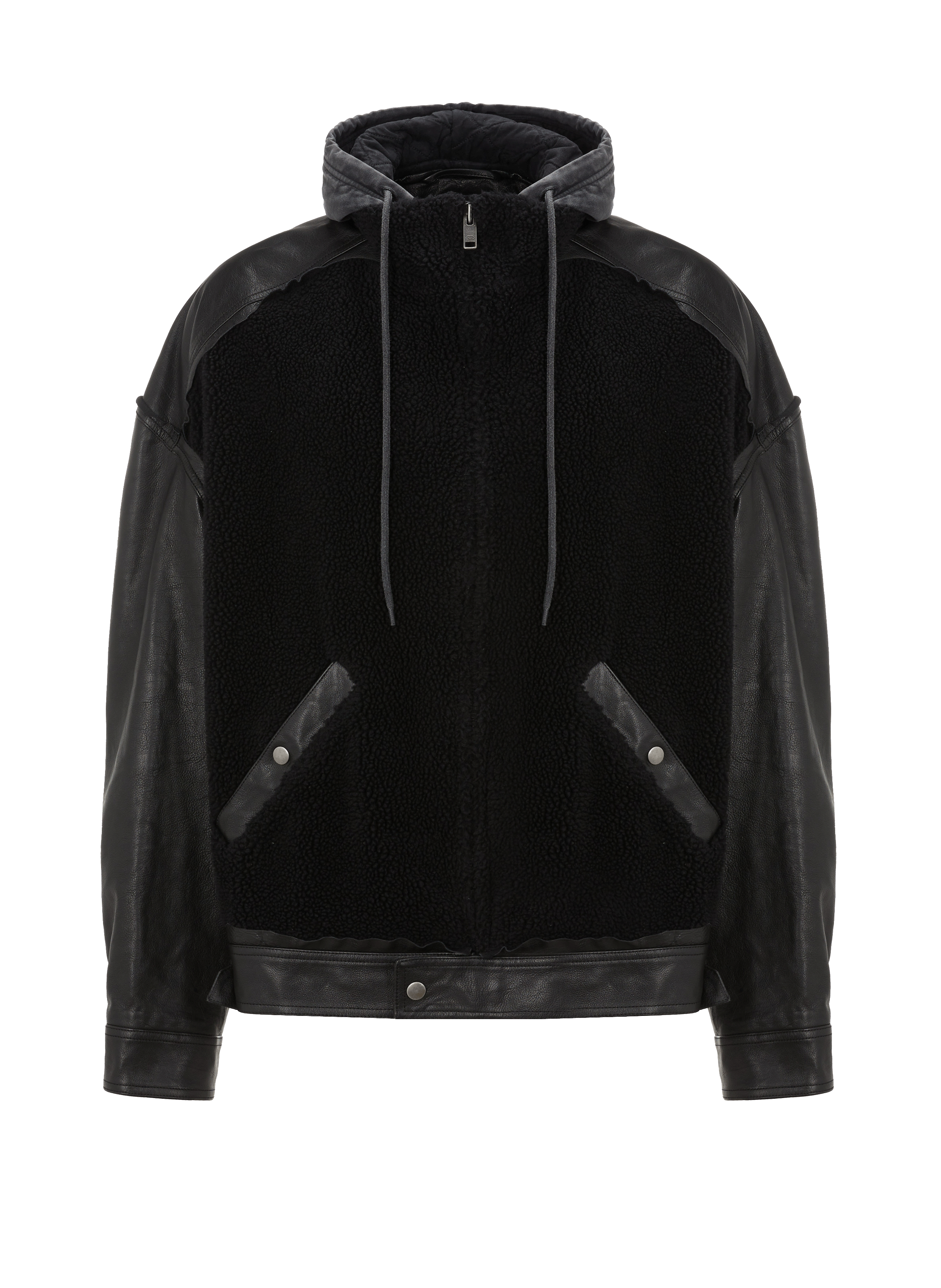 Blouson en cuir et sherling