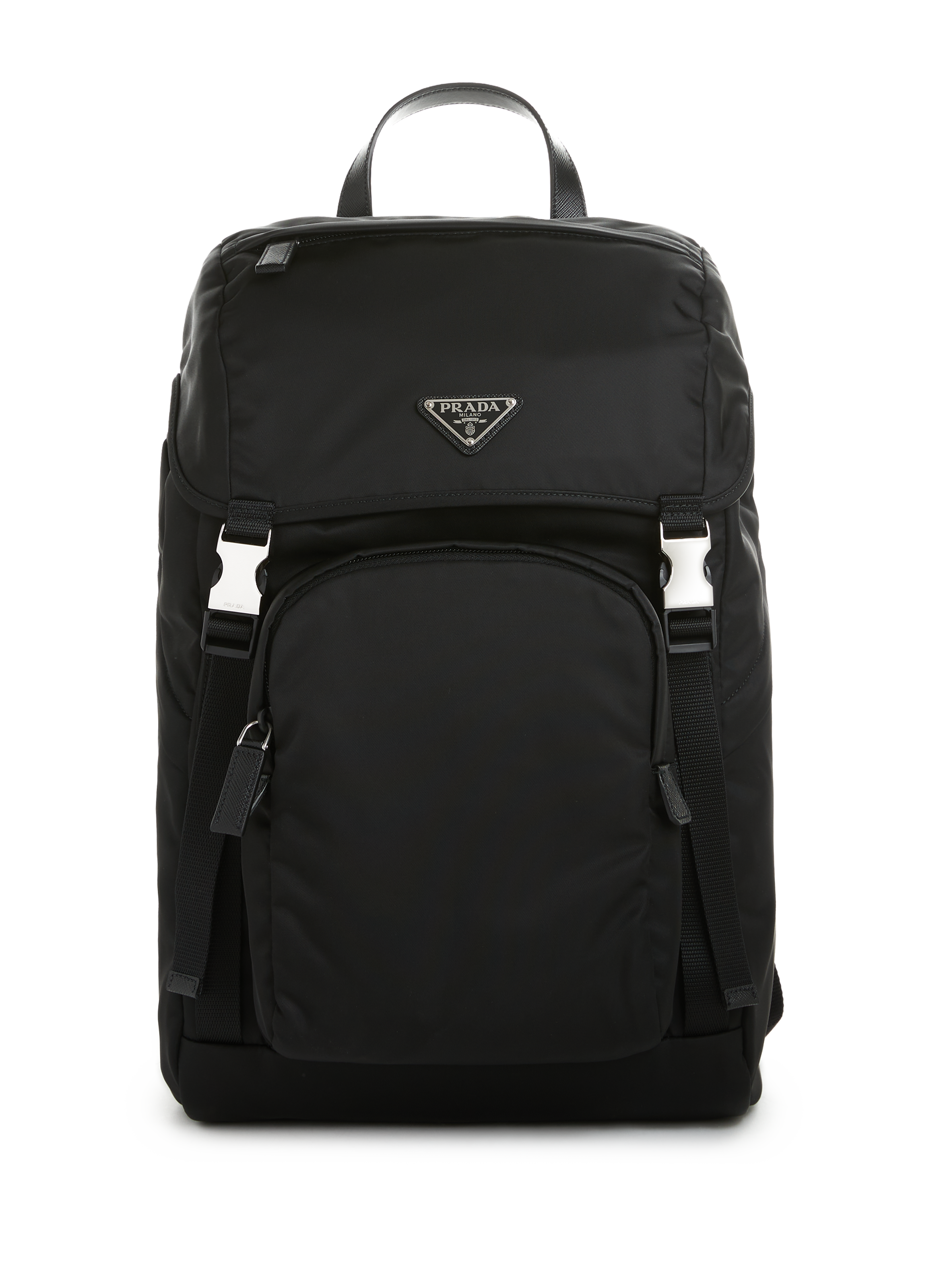 Re-nylon and leather backpack PRADA Black