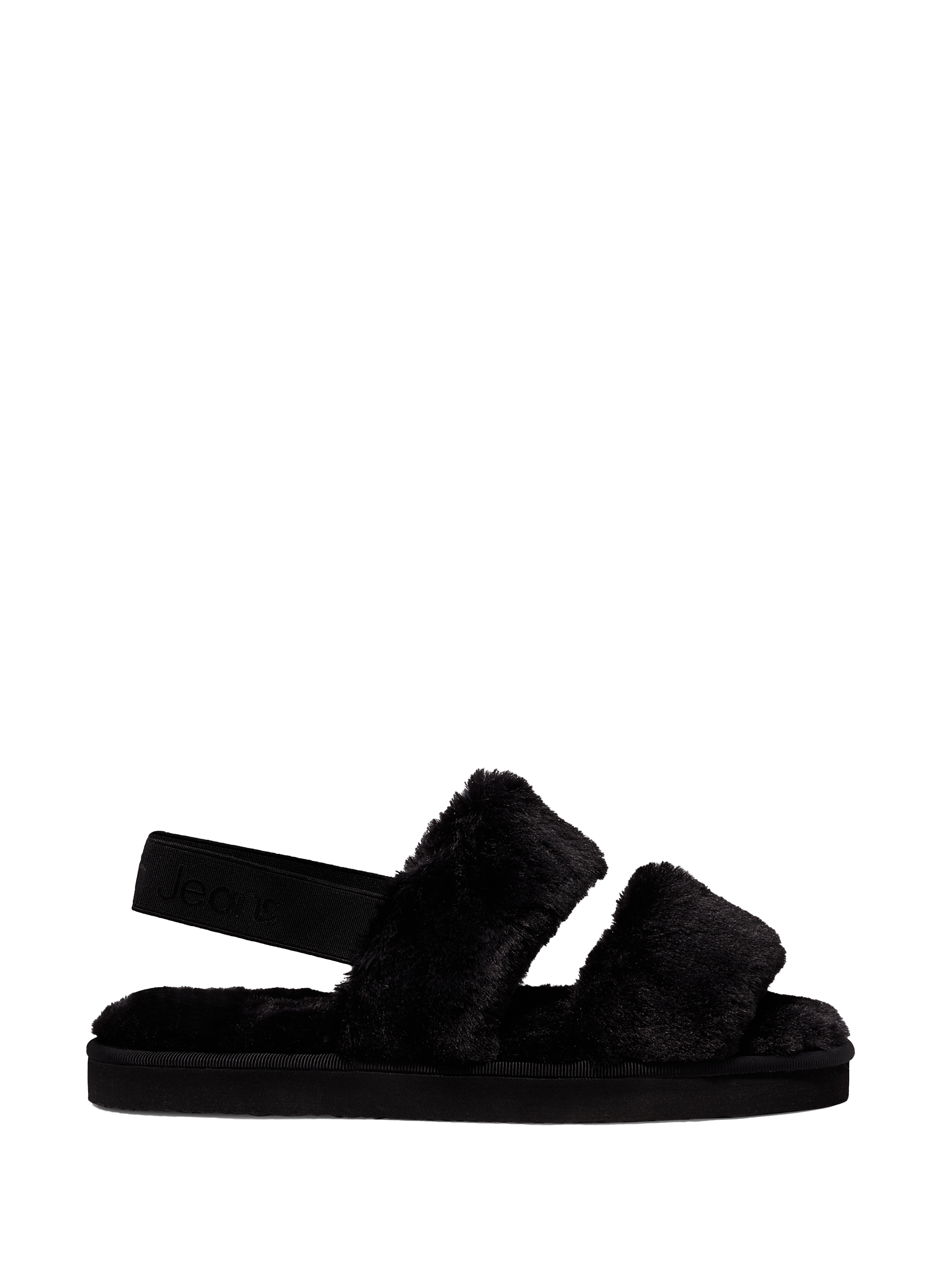 Tongs en fourrure synthétique CALVIN KLEIN Noir