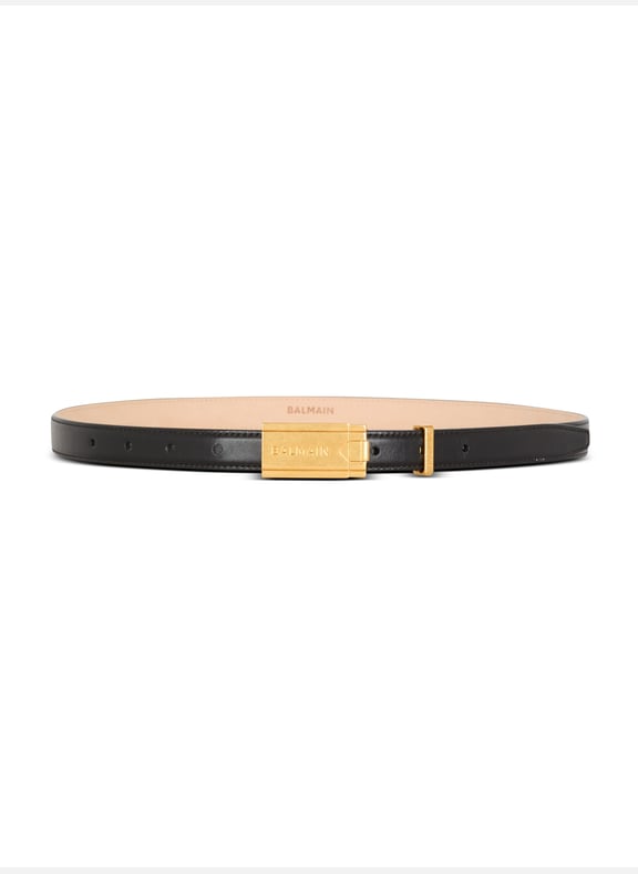 Ceinture plaque balmain en cuir de veau Noir by BALMAIN BALMAIN Ceinture plaque balmain en cuir de veau Noir