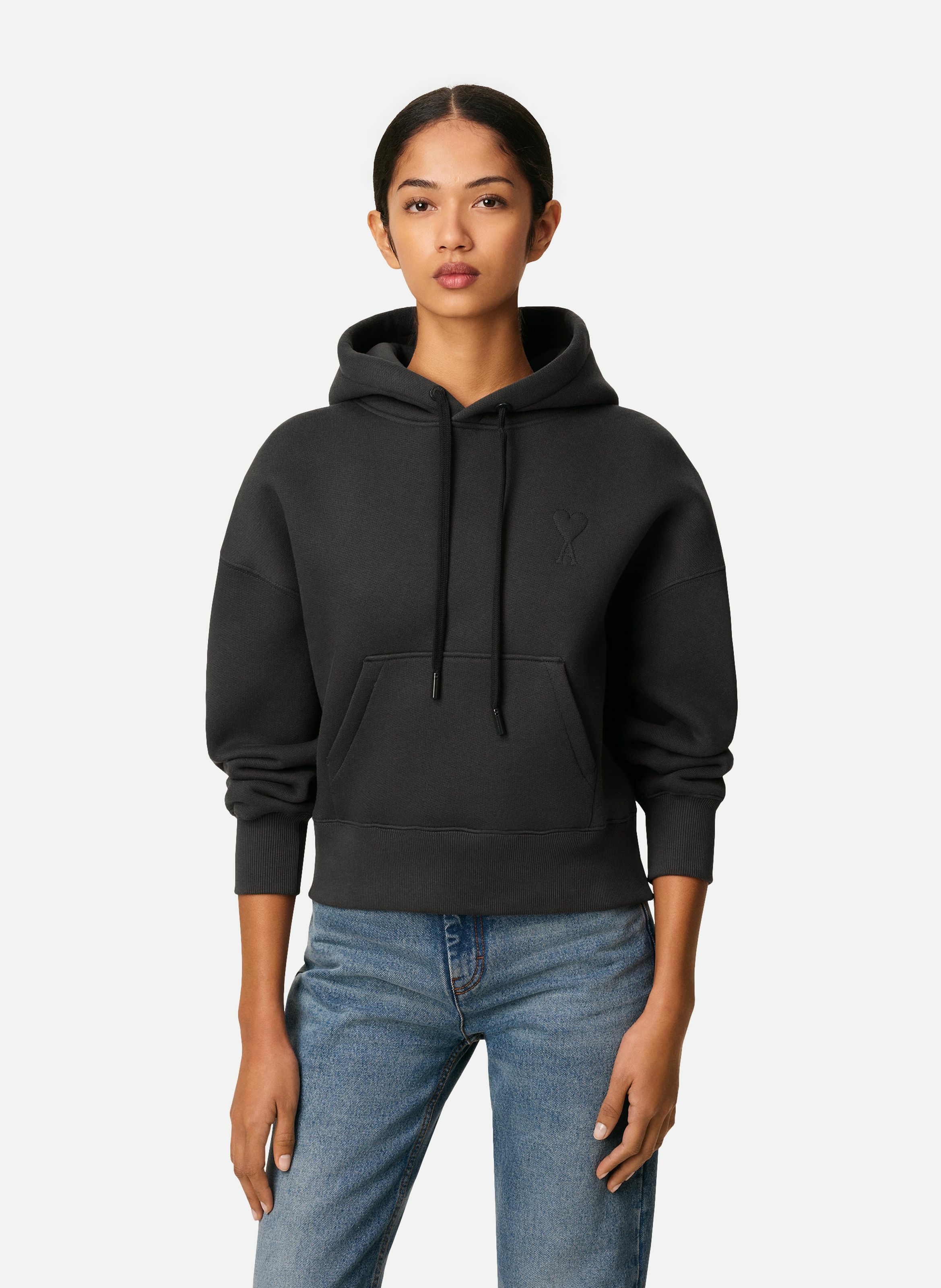 Hoodie ami de coeur embossé unisexe en coton AMI PARIS Gris