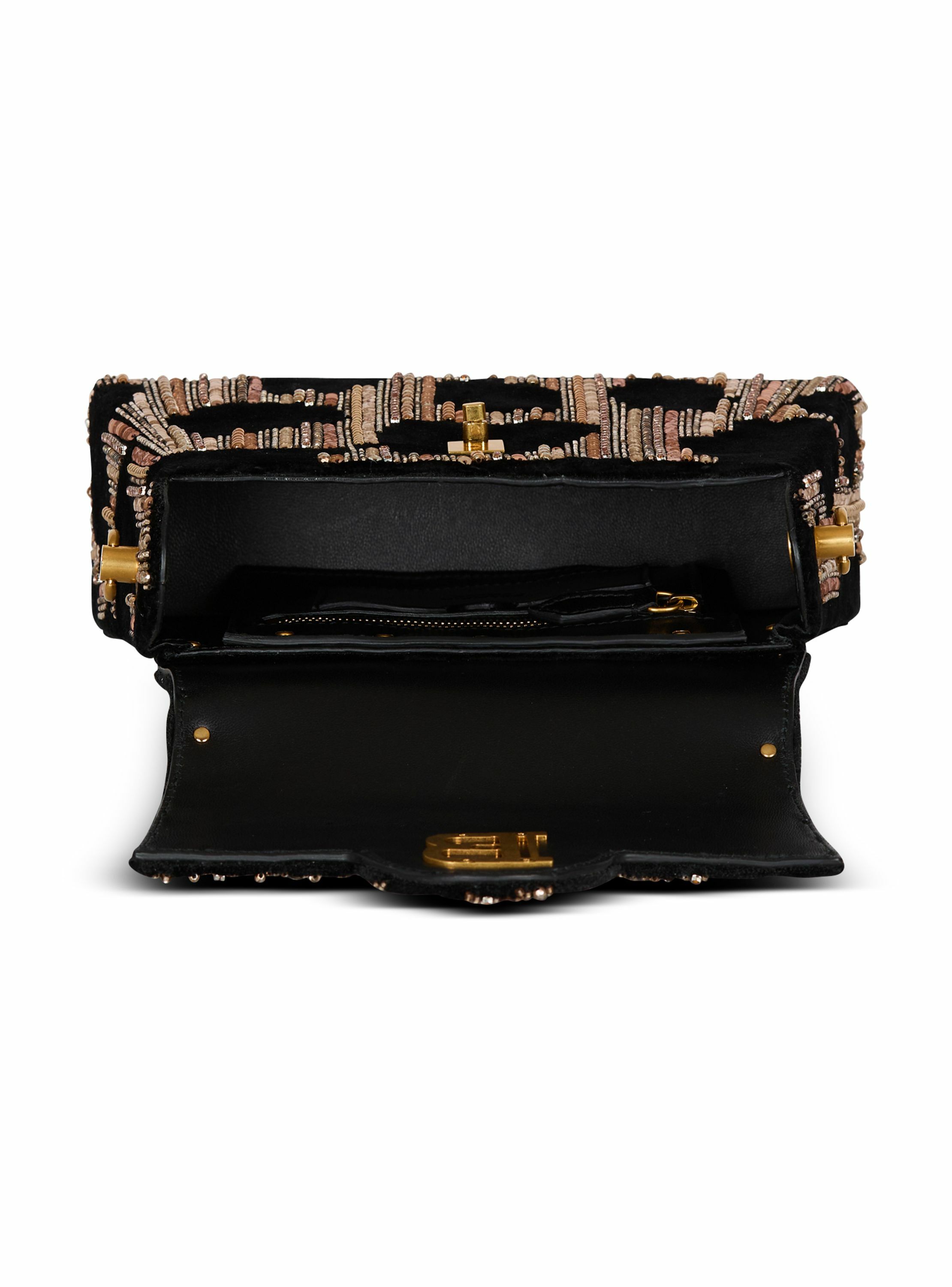 Sac b-buzz dynasty en velours brodé BALMAIN Noir