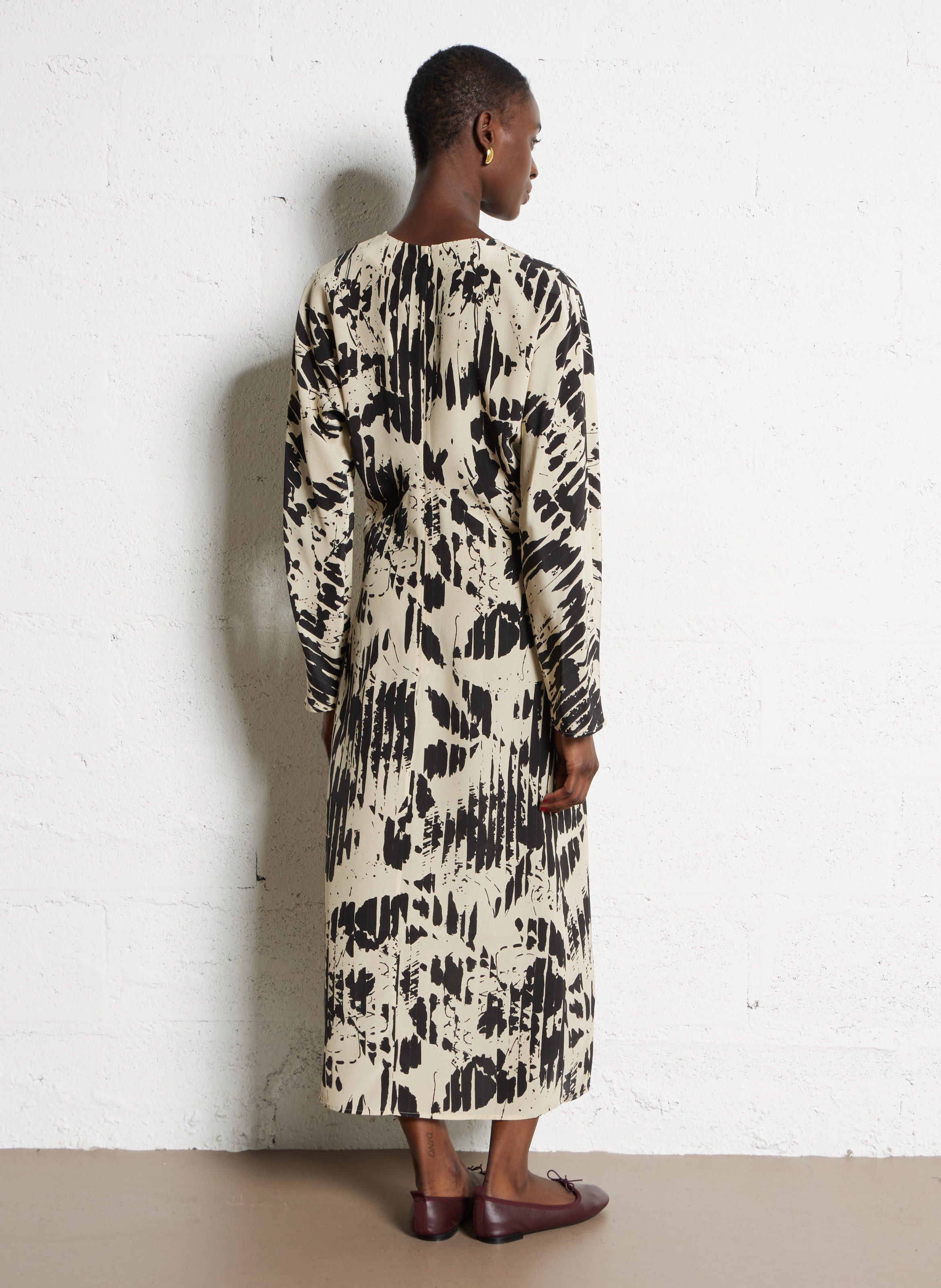 Robe longue col rond en soie francine SOEUR Multicolore