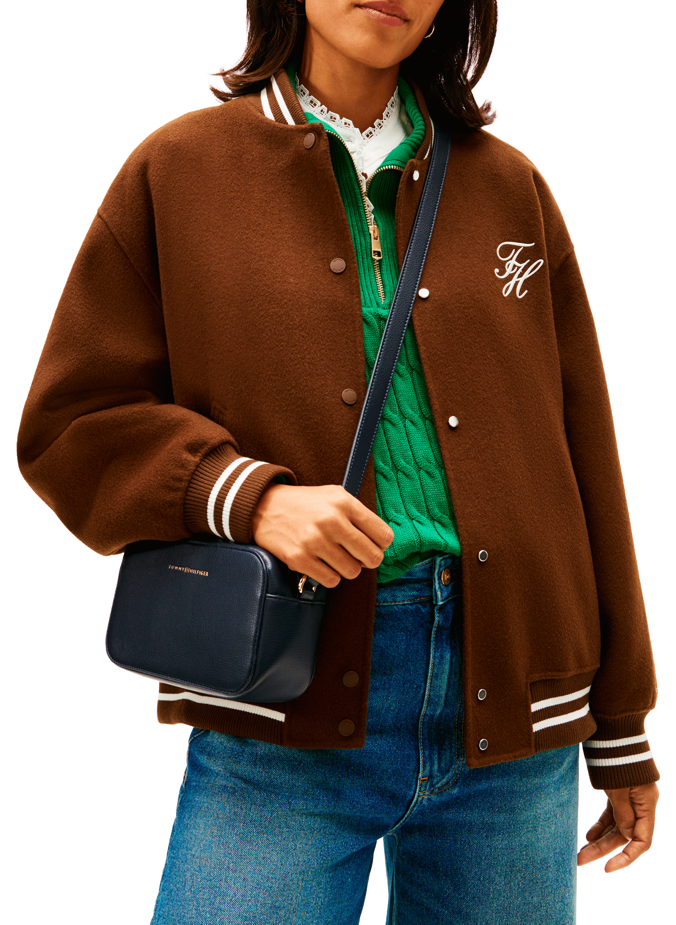 Faux leather shoulder camera bag TOMMY HILFIGER Blue