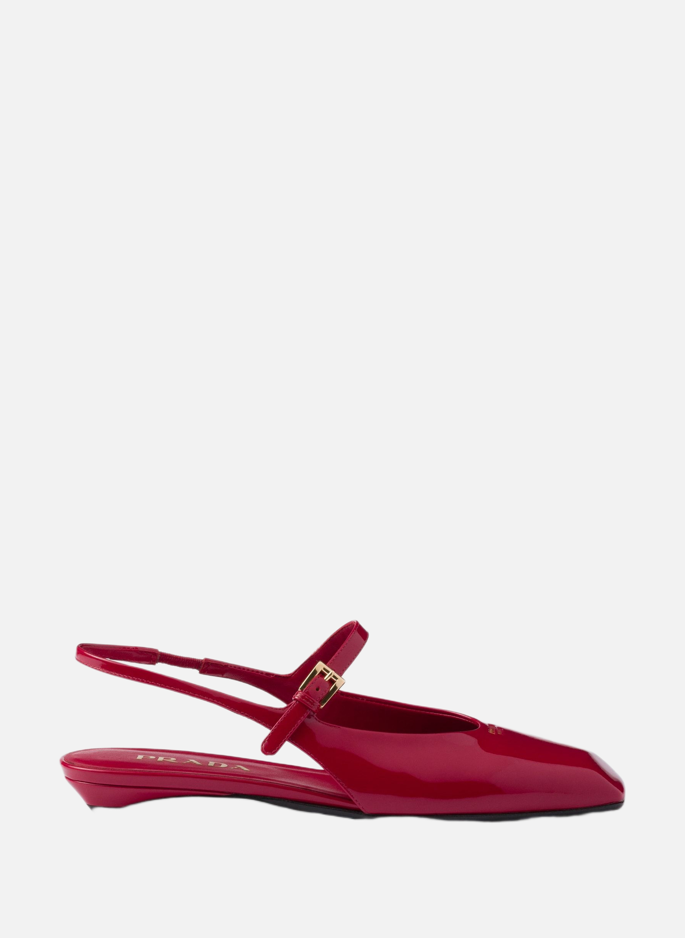 Ballerines à bride arrière en cuir verni PRADA Rouge