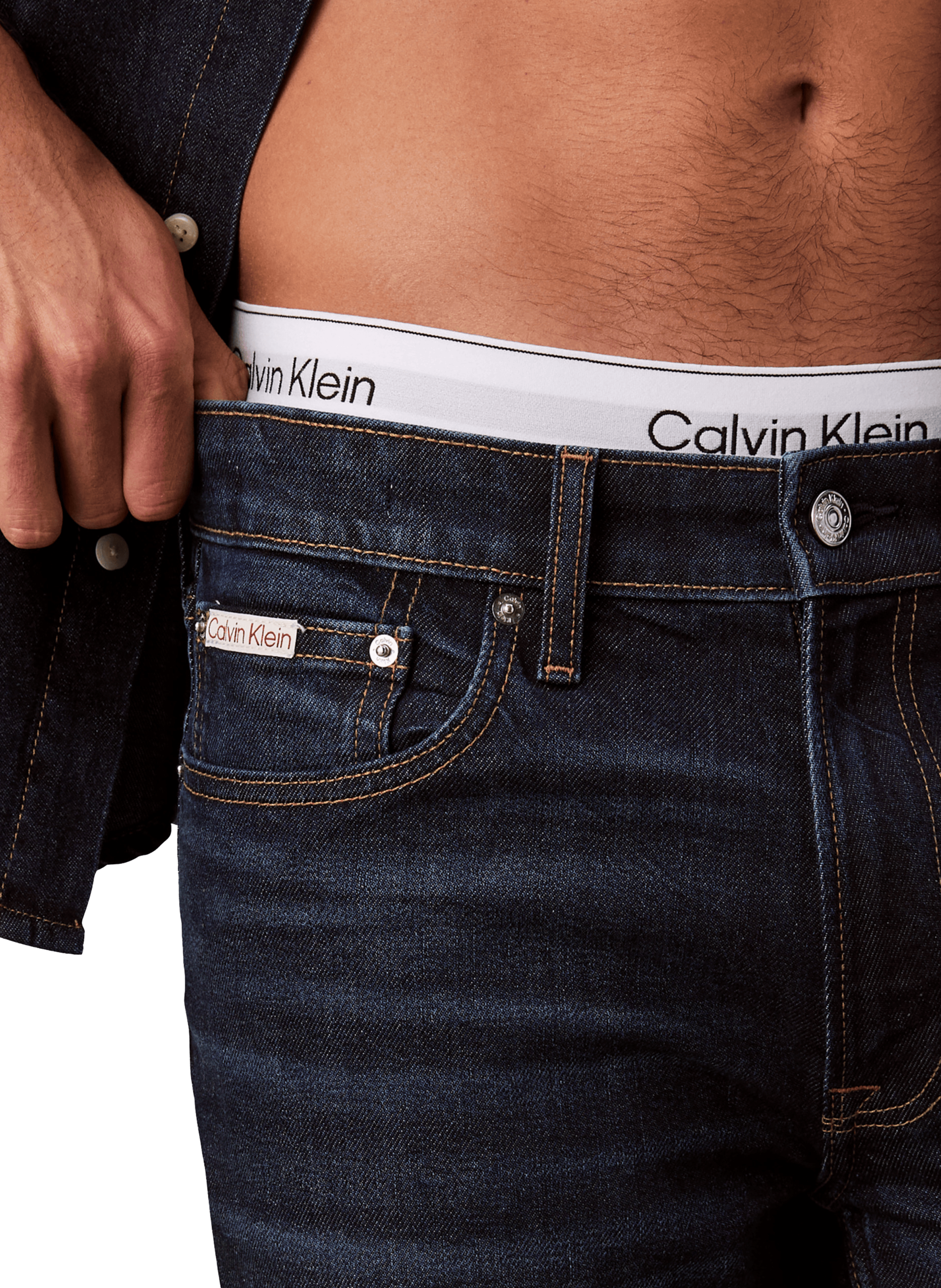 Jean slim en coton mélangé CALVIN KLEIN Bleu