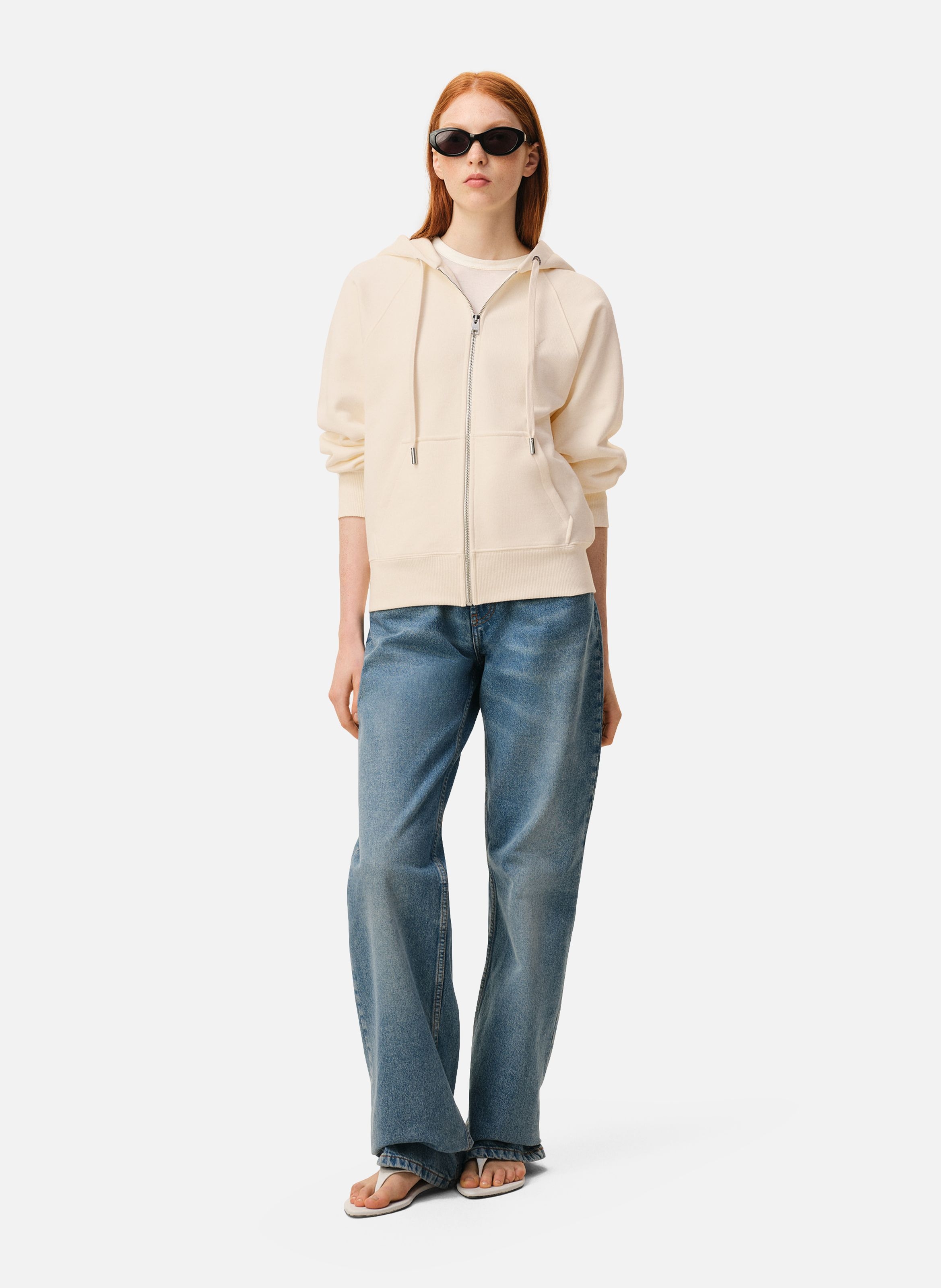 Hoodie Zippé Ami De Coeur En Coton unisexe AMI PARIS Blanc