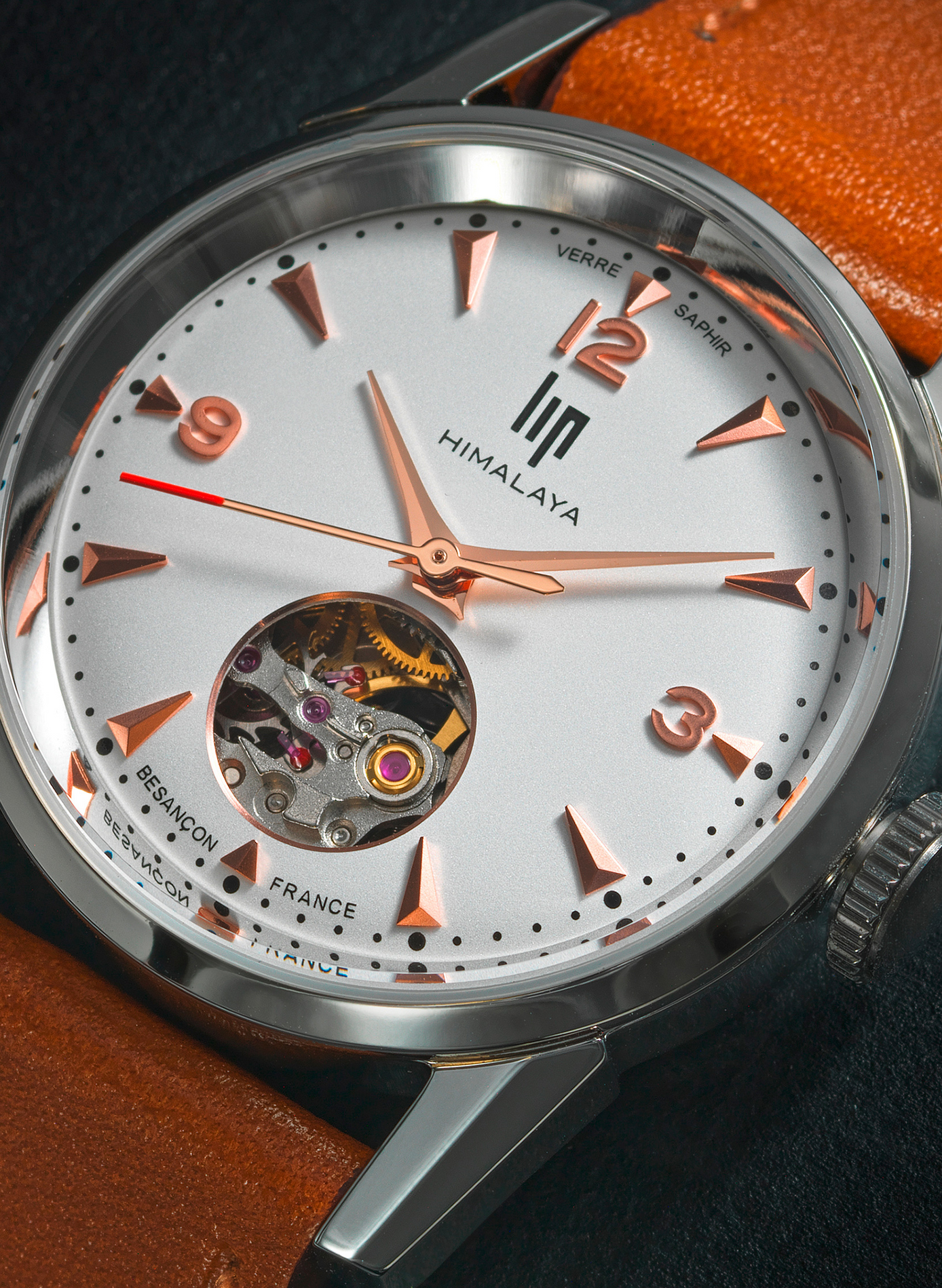 Montre automatique Himalaya coeur battant en cuir LIP Argent