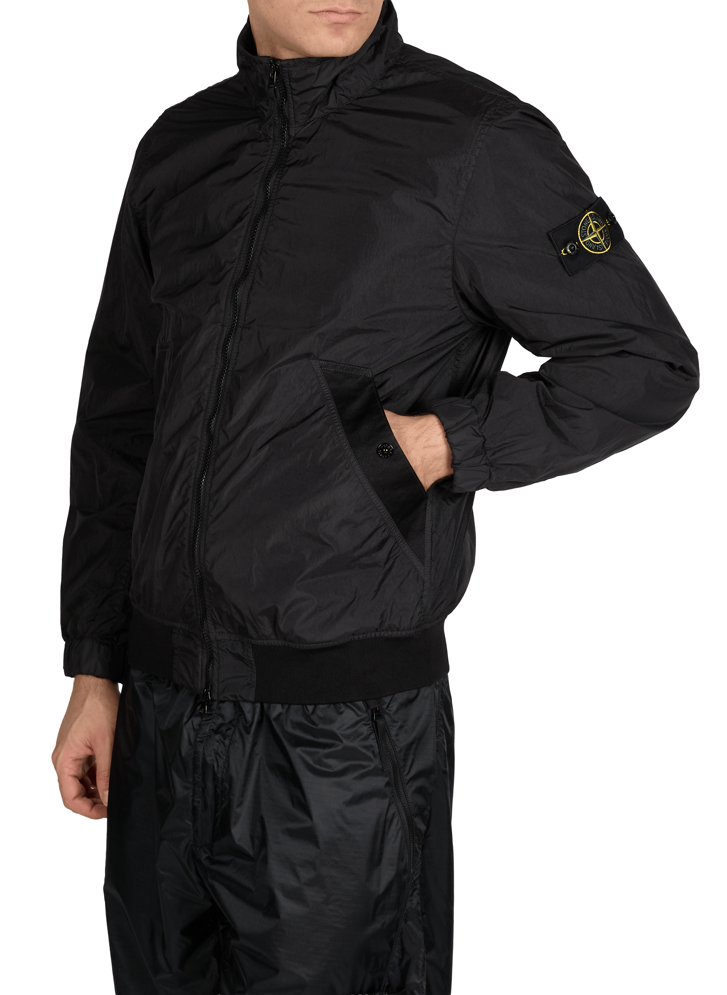 Veste imperméable à col montant STONE ISLAND Noir