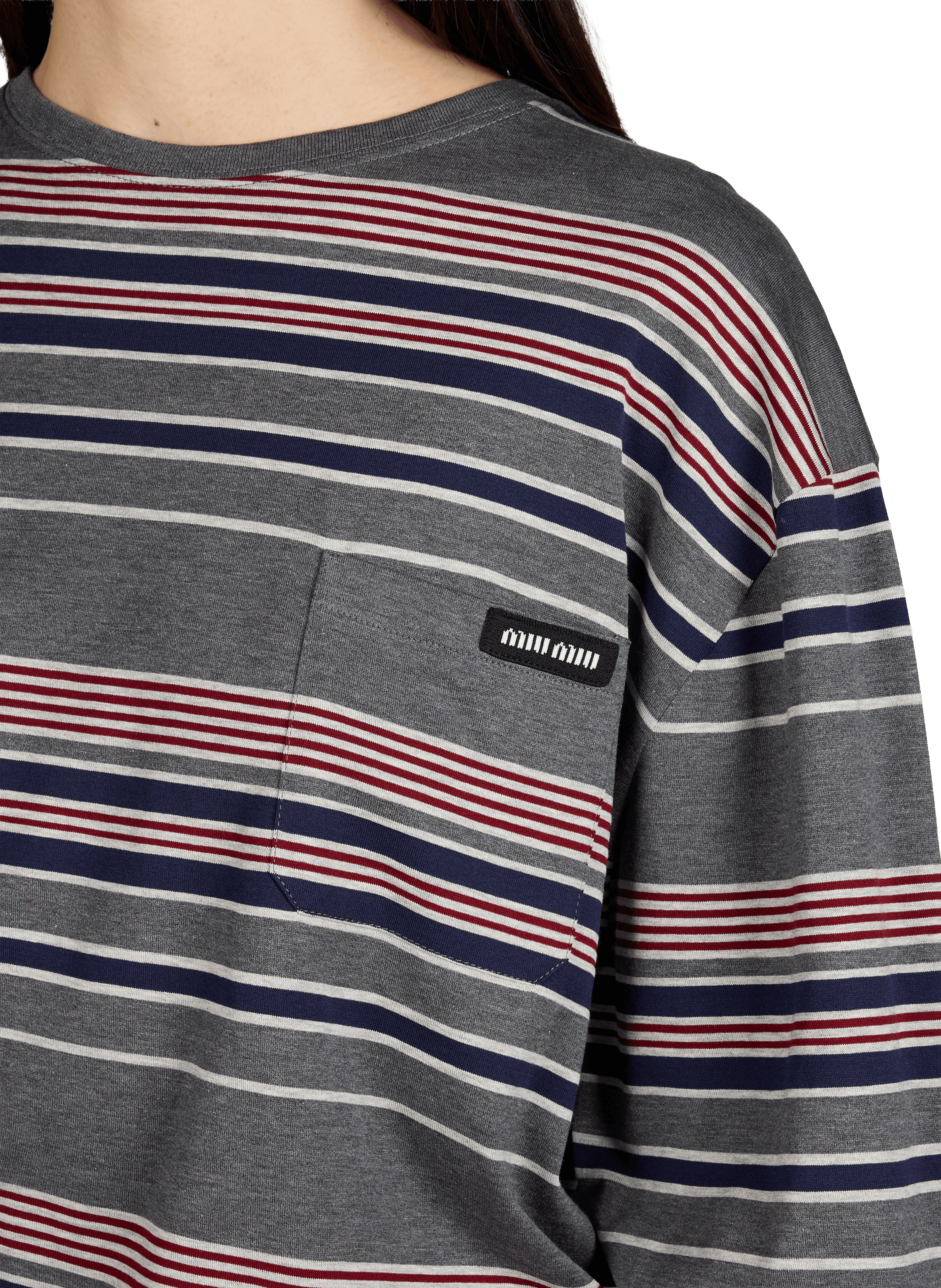 Top manches longues à rayures en coton MIU MIU Multicolore