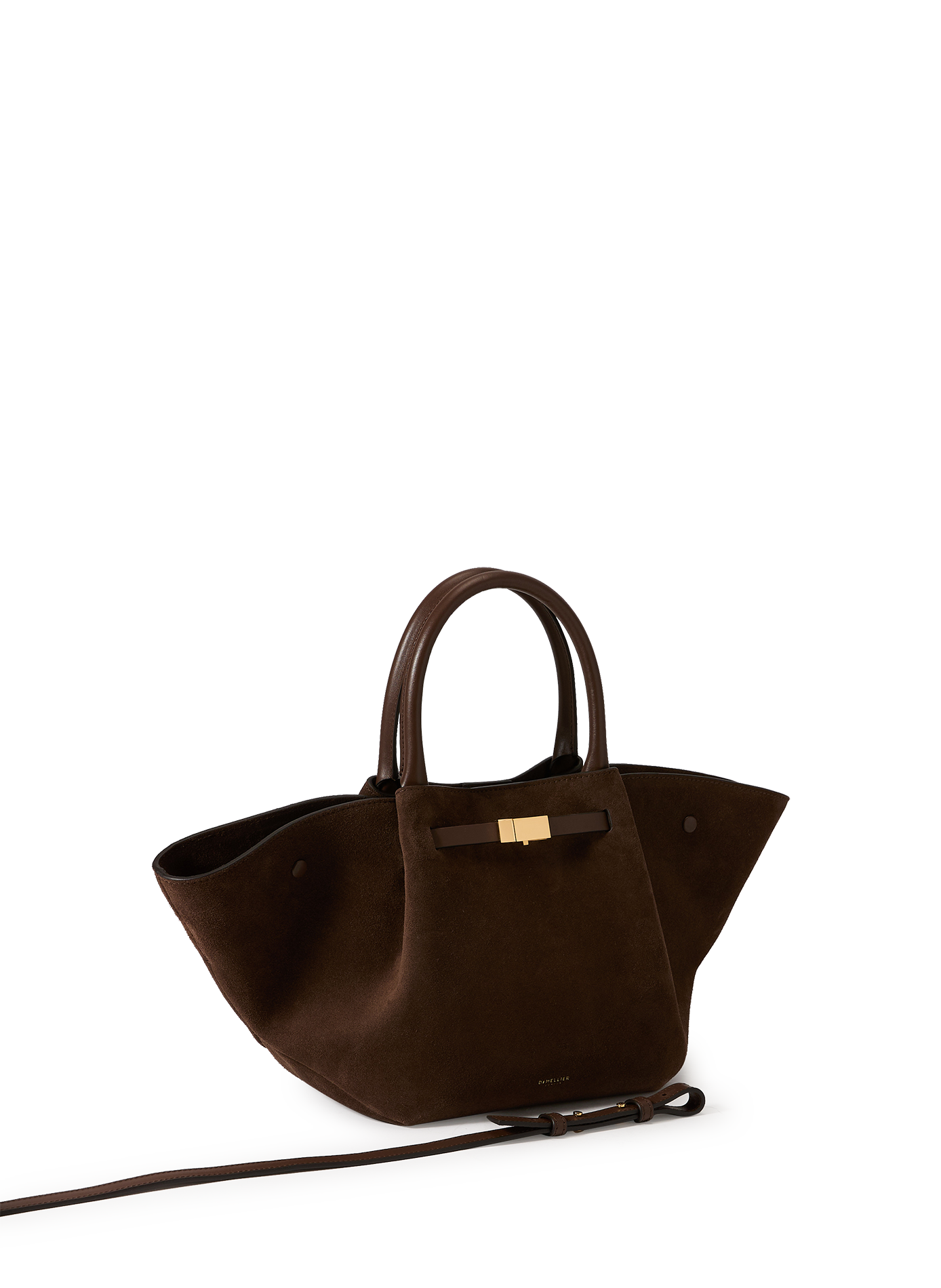 Sac à main Midi New York en cuir et coton DEMELLIER LONDON Marron