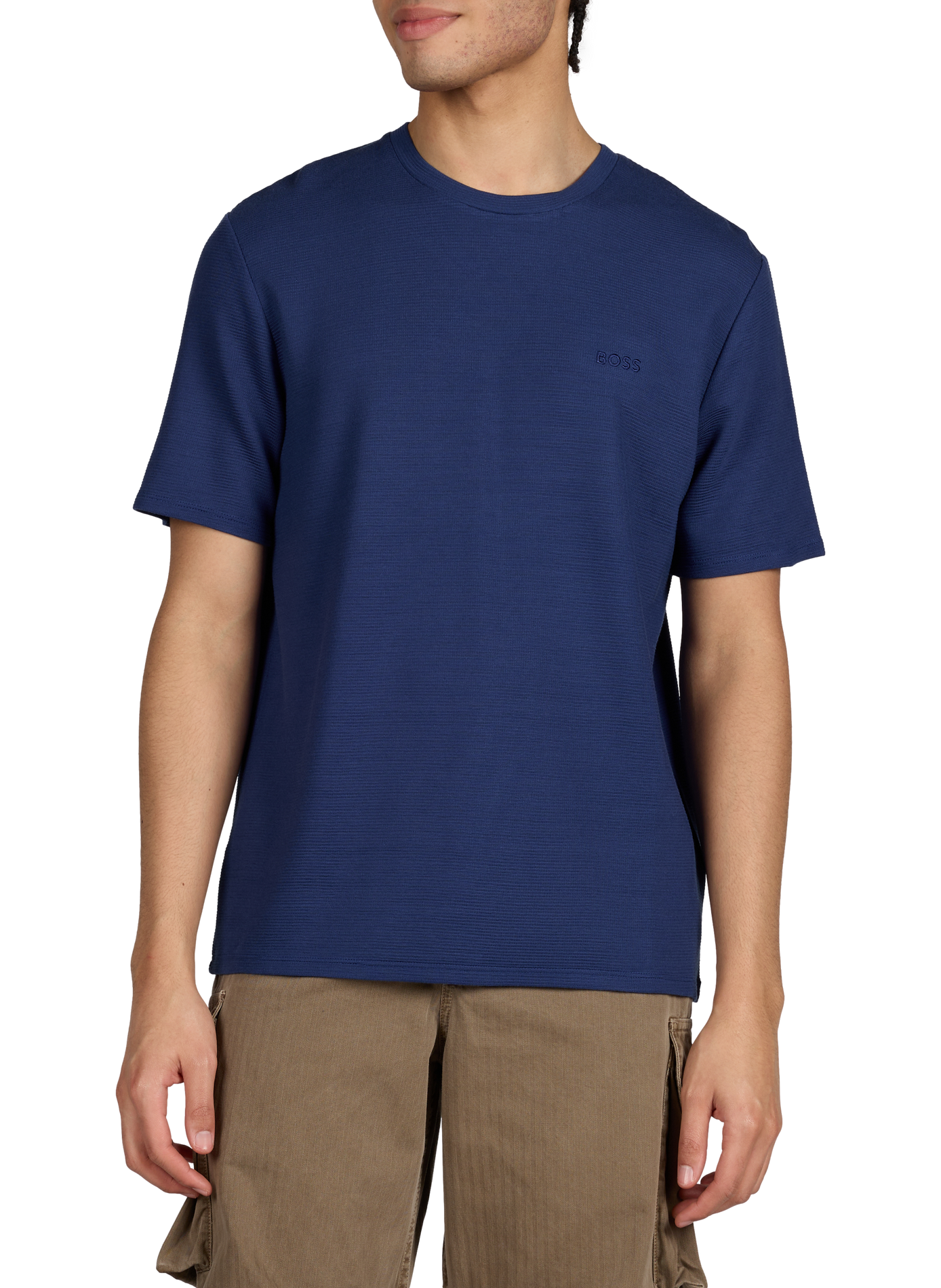 T-shirt à manches courtes et col rond BOSS Bleu