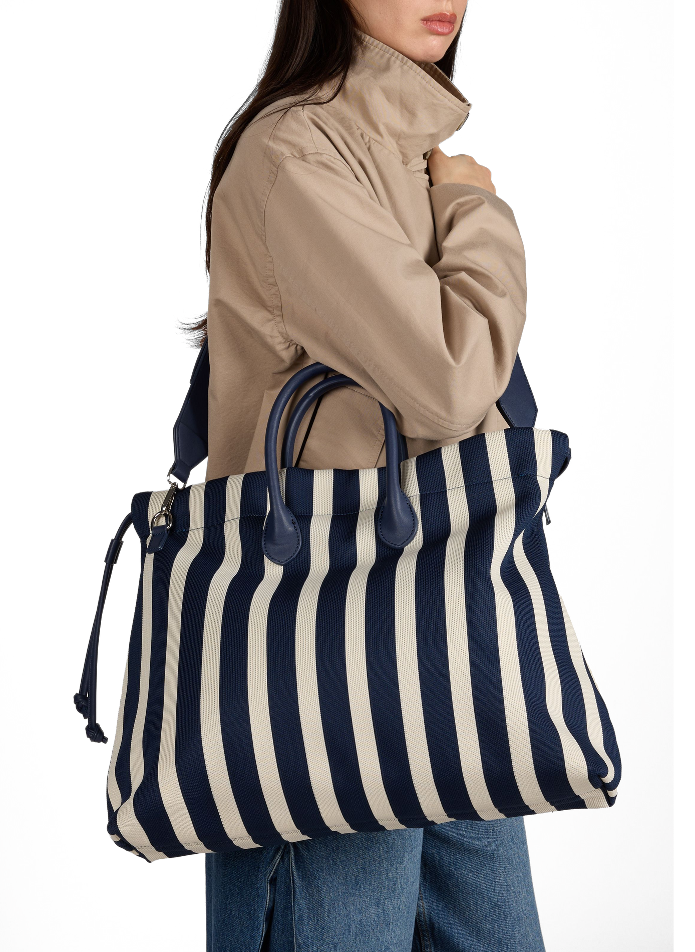 Sac cabas rayé  AU PRINTEMPS PARIS Bleu