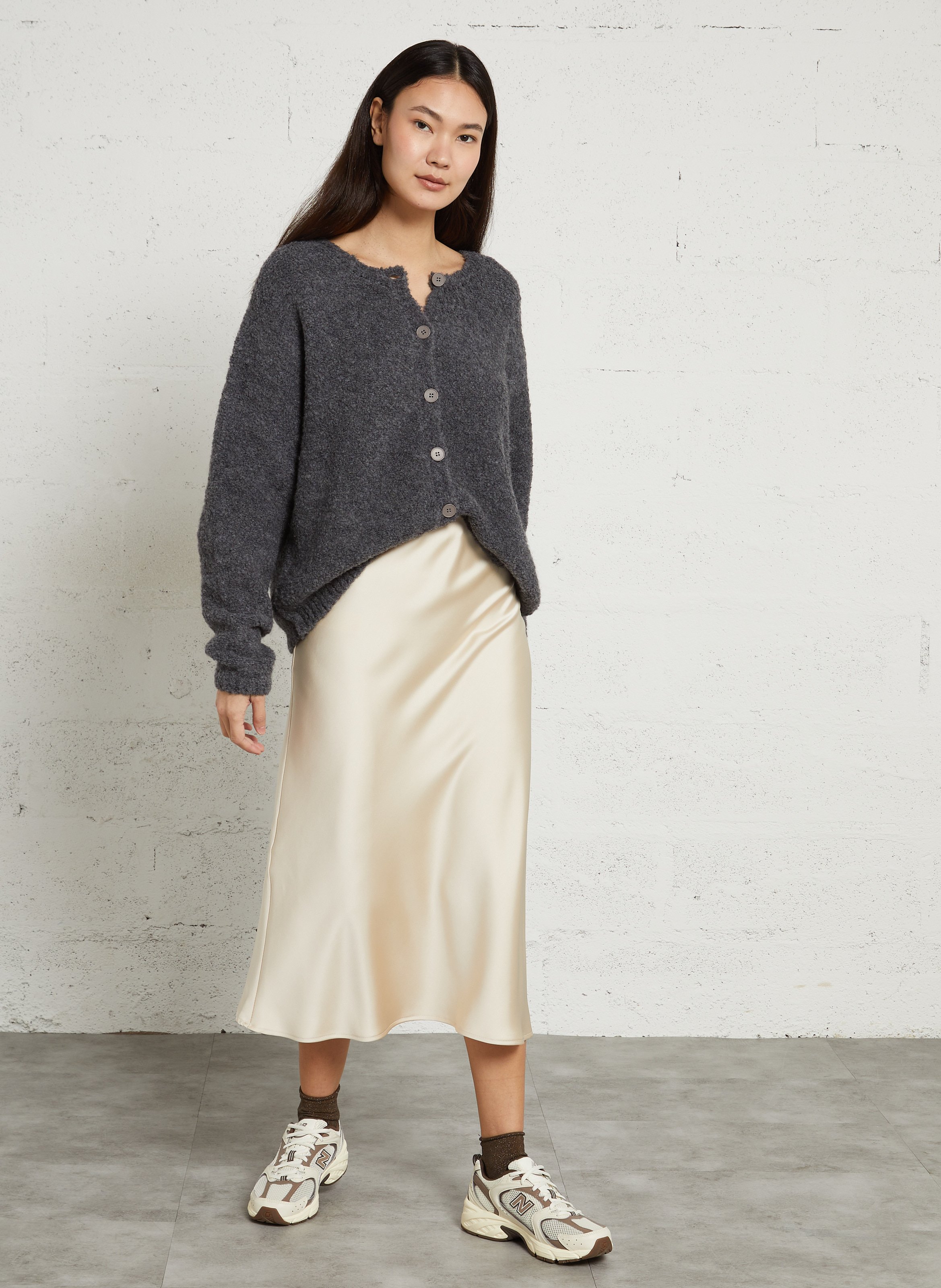 Cardigan oversize en laine mélangée zolly AMERICAN VINTAGE Gris