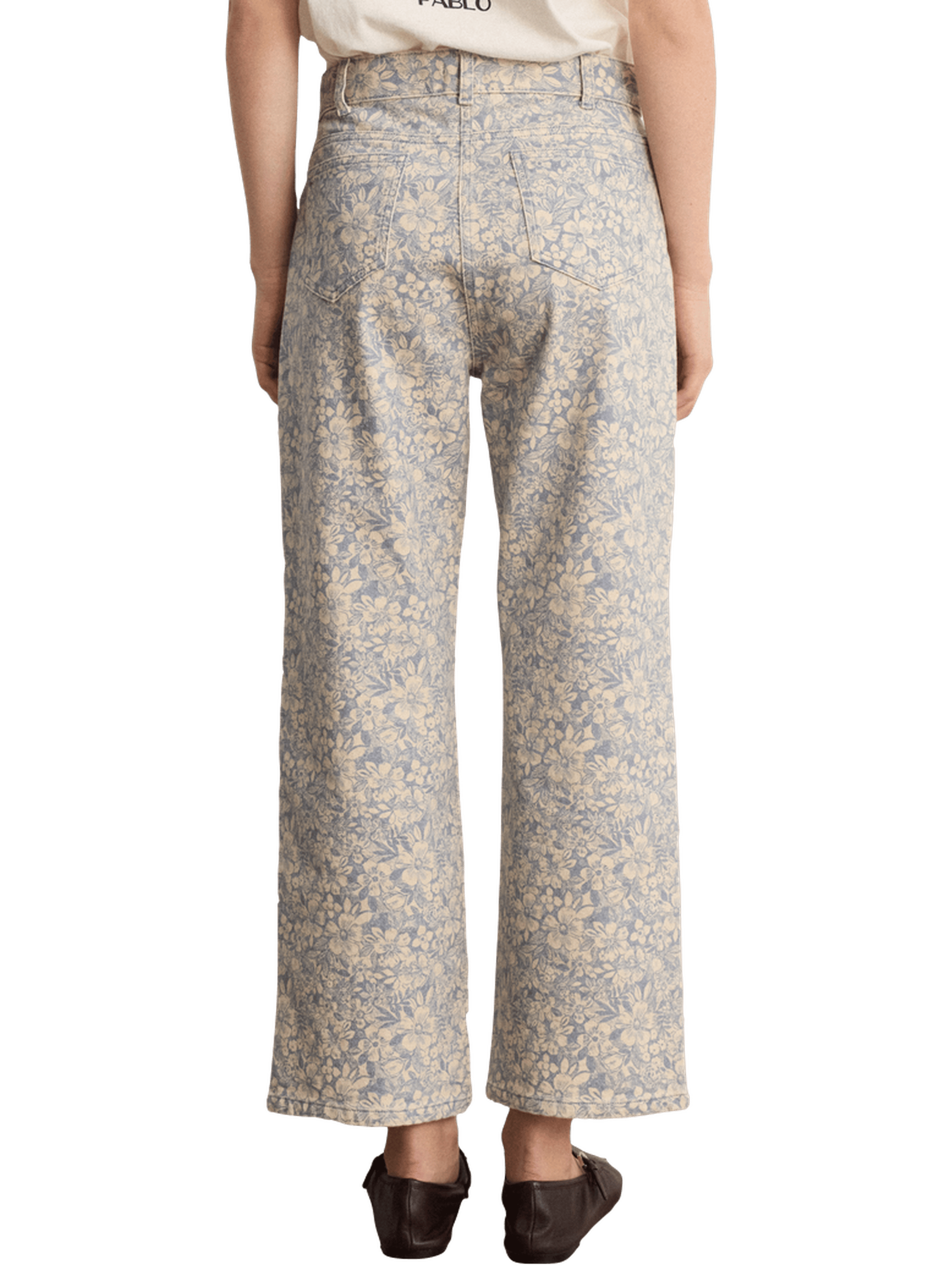 Jean droit à fleurs - bahiya PABLO Bleu