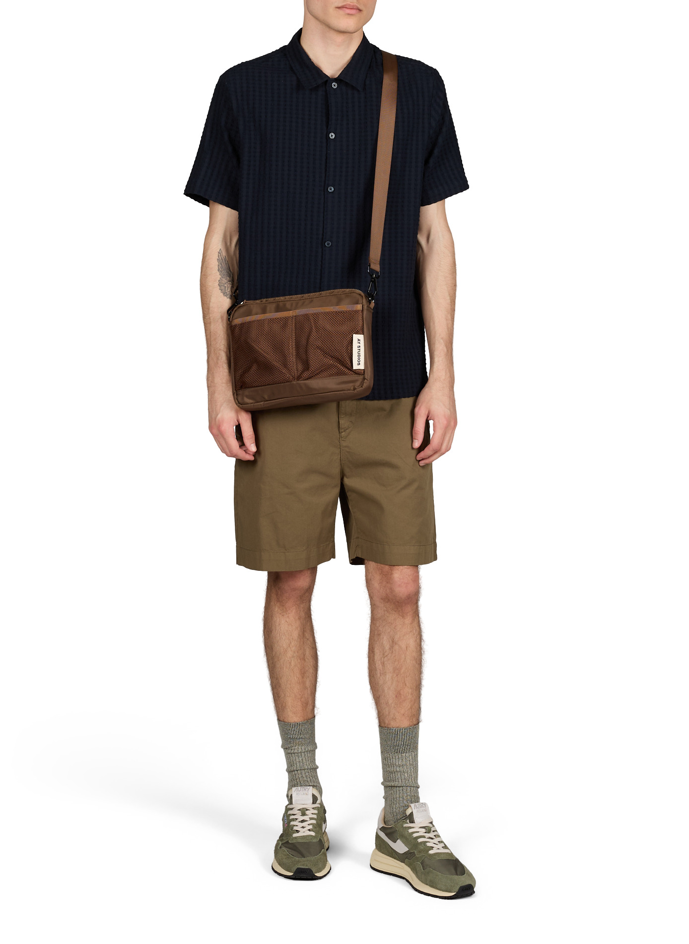 Sac cross body à bandoulière AY STUDIOS Marron