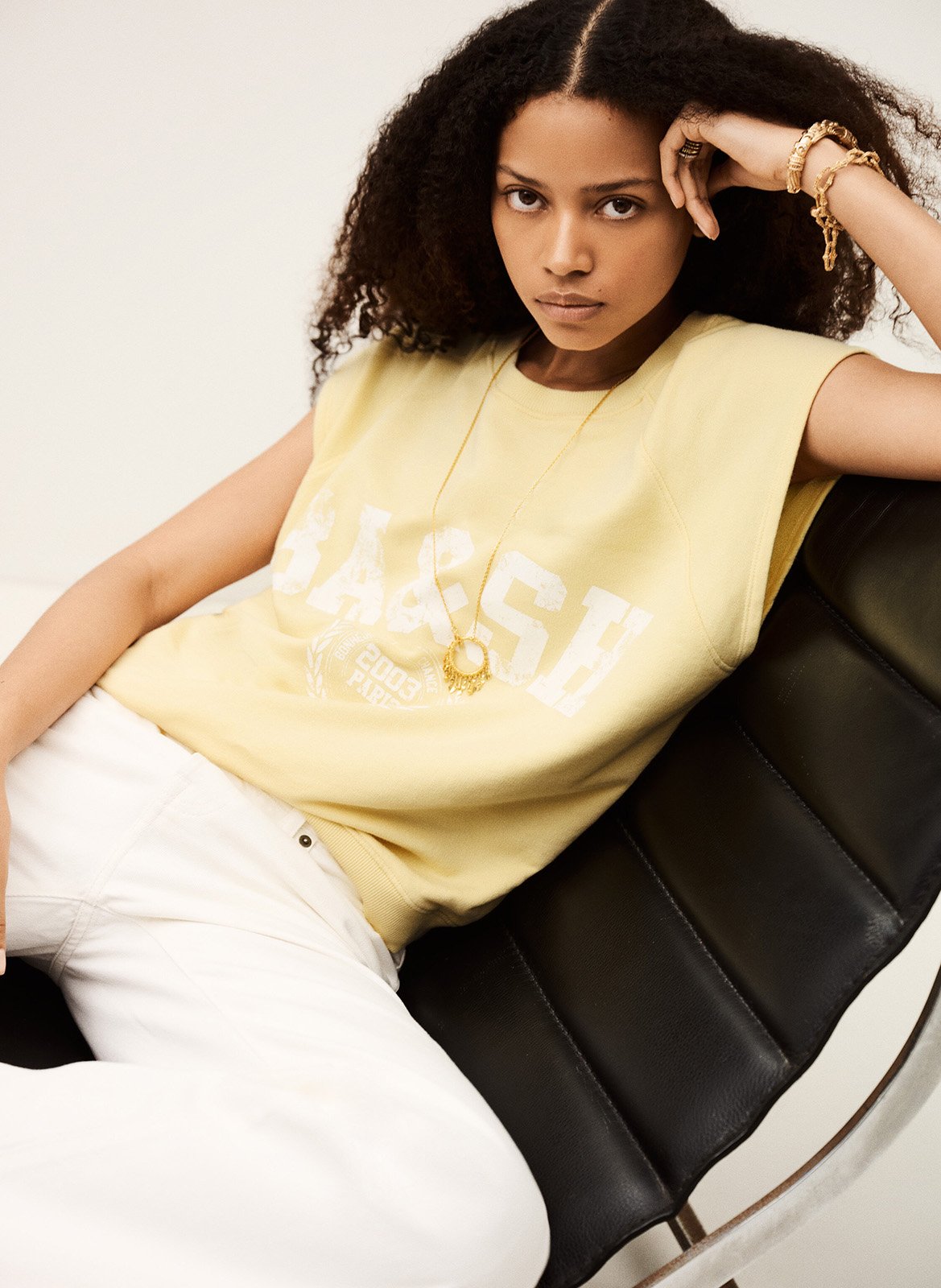 Sweat imprimé en coton beata BA&SH Jaune