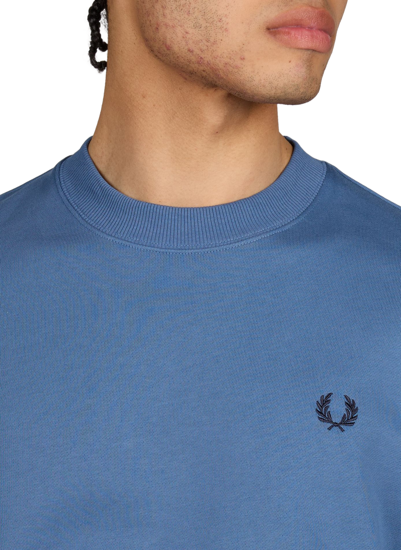 Sweatshirt col rond en coton FRED PERRY Bleu