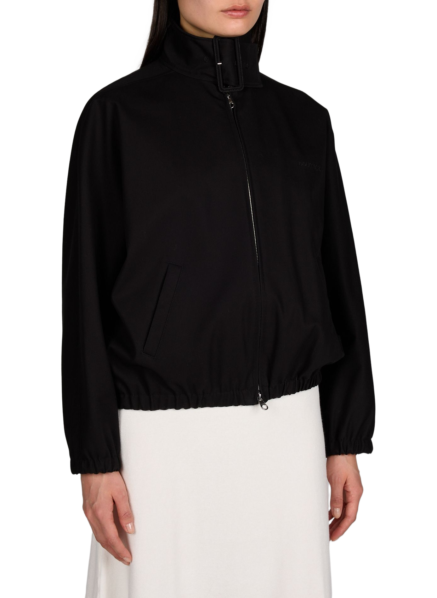 Oversized cotton blend bomber jacket COURRÈGES Black