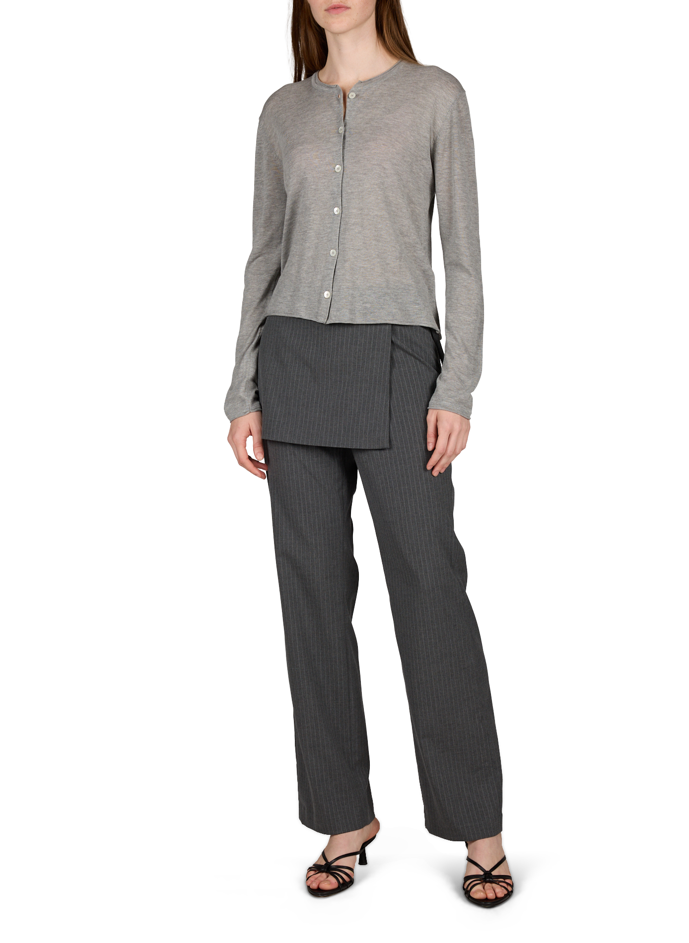 Transparent round-neck cardigan in blended cotton DUNST Grey