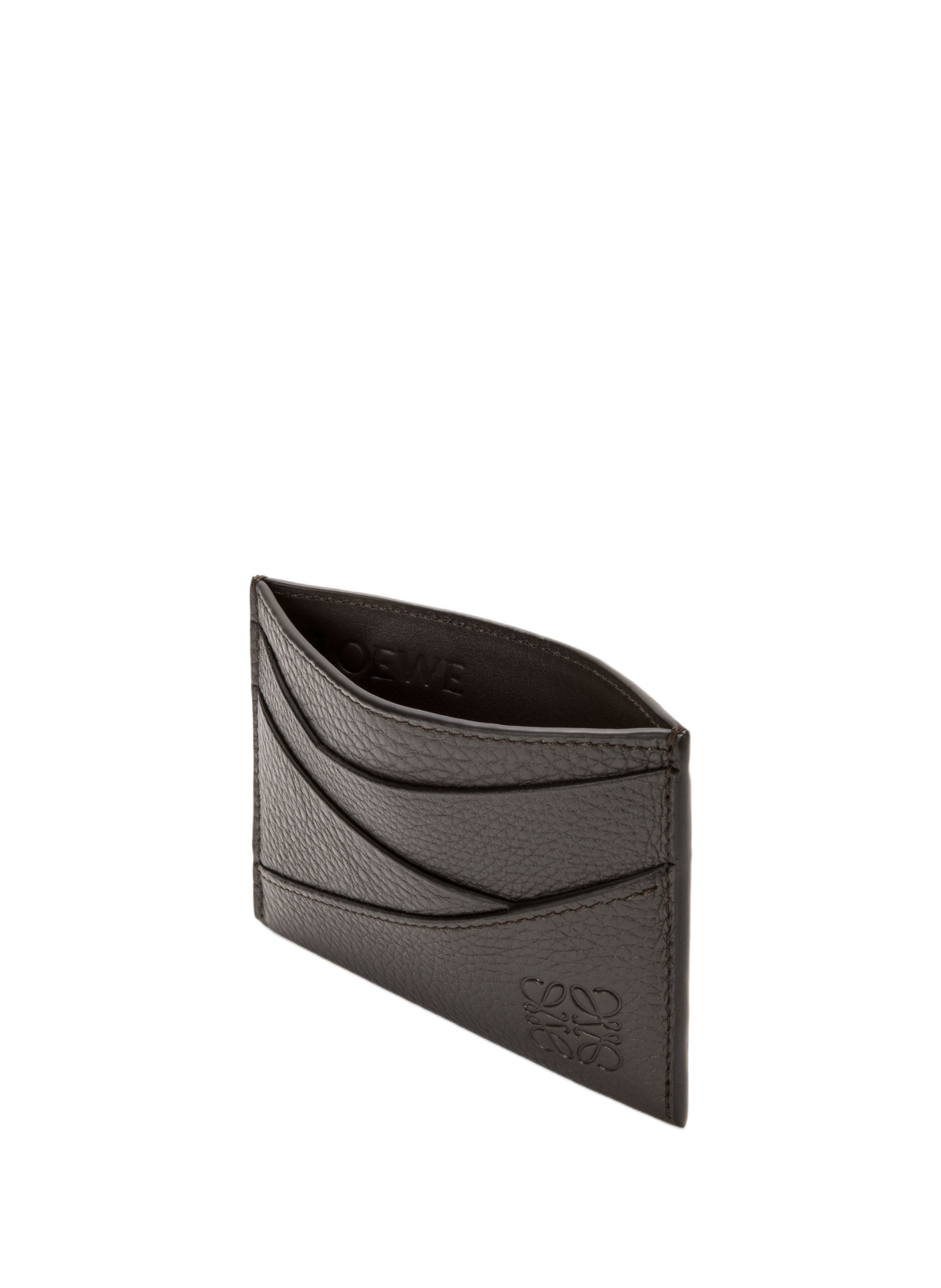 Einfarbige Puzzle-Kartenhalter aus weichem genarbtem Kalbsleder LOEWE Grau