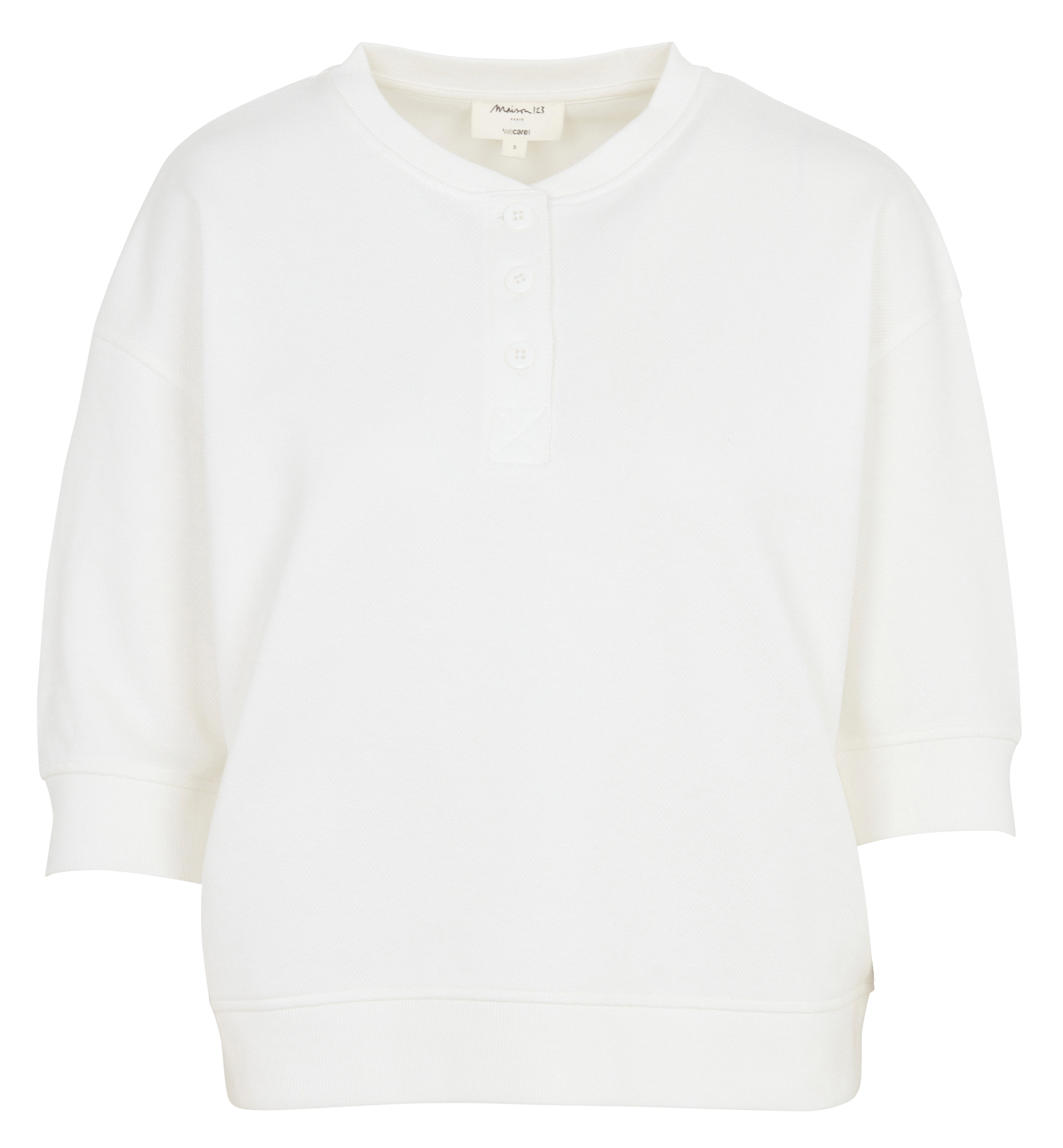 Top col rond boutonné uni laurena MAISON 123 Blanc