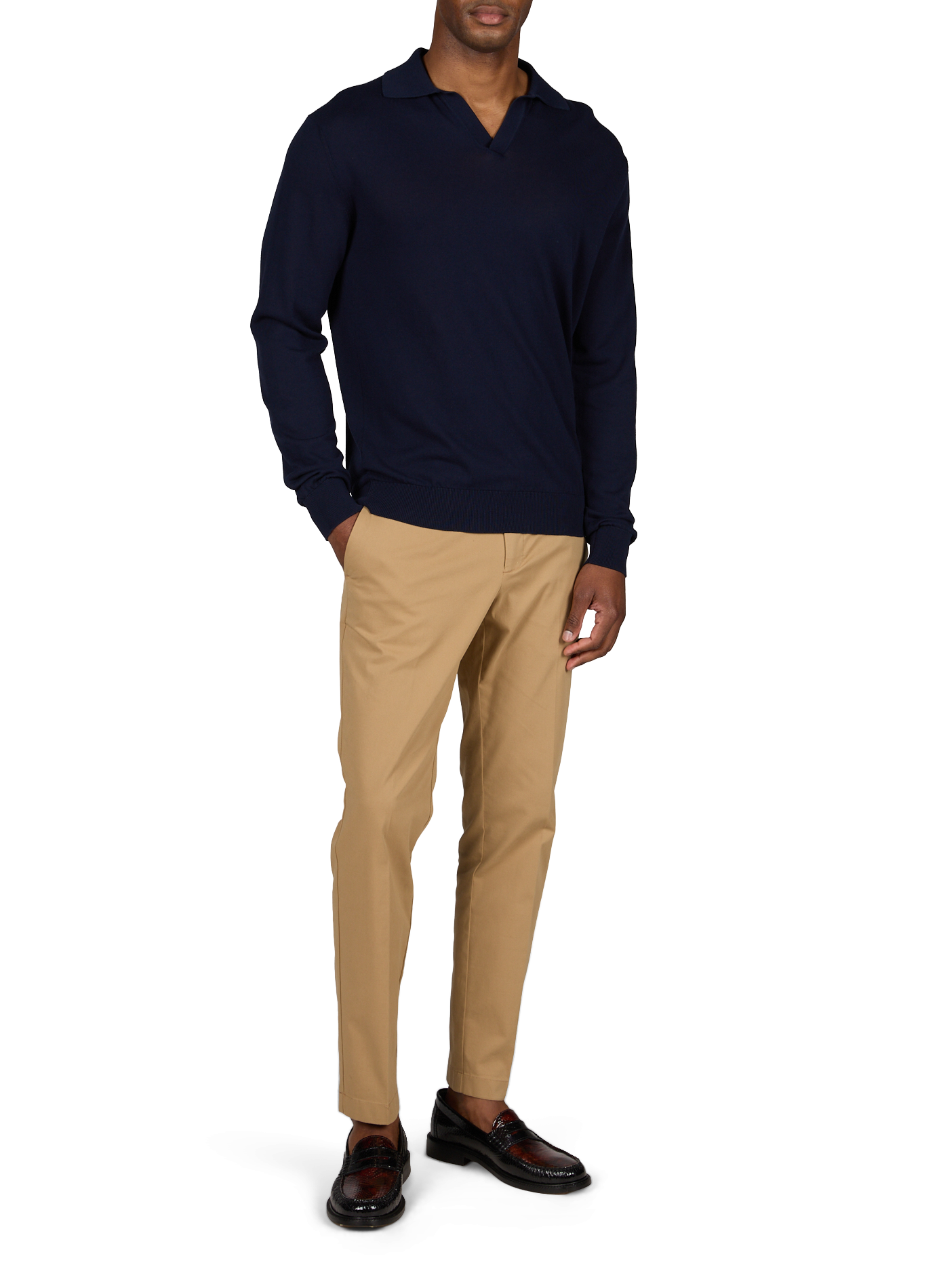 Langarm-Poloshirt aus Baumwolle CRUNA Blau