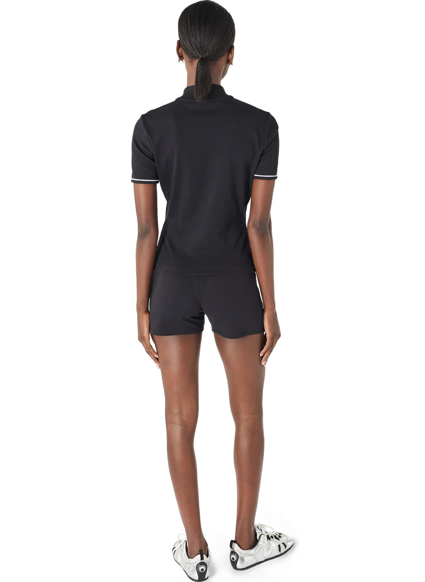 Light ribbed jersey drawstring-waist mini shorts organic cotton MARINE SERRE Black