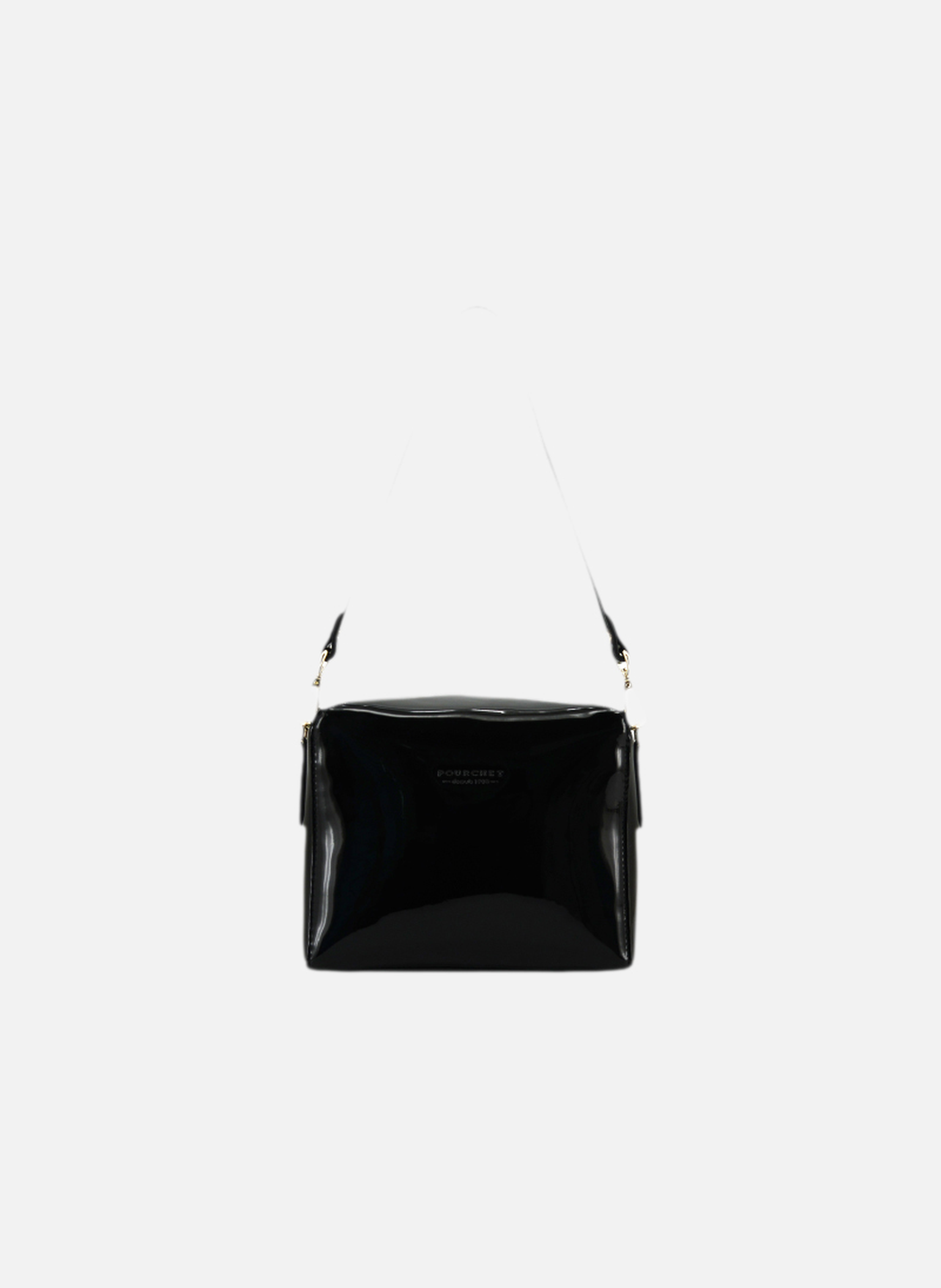 Cassetta vernis | sac porté épaule en cuir de vachette  Noir
