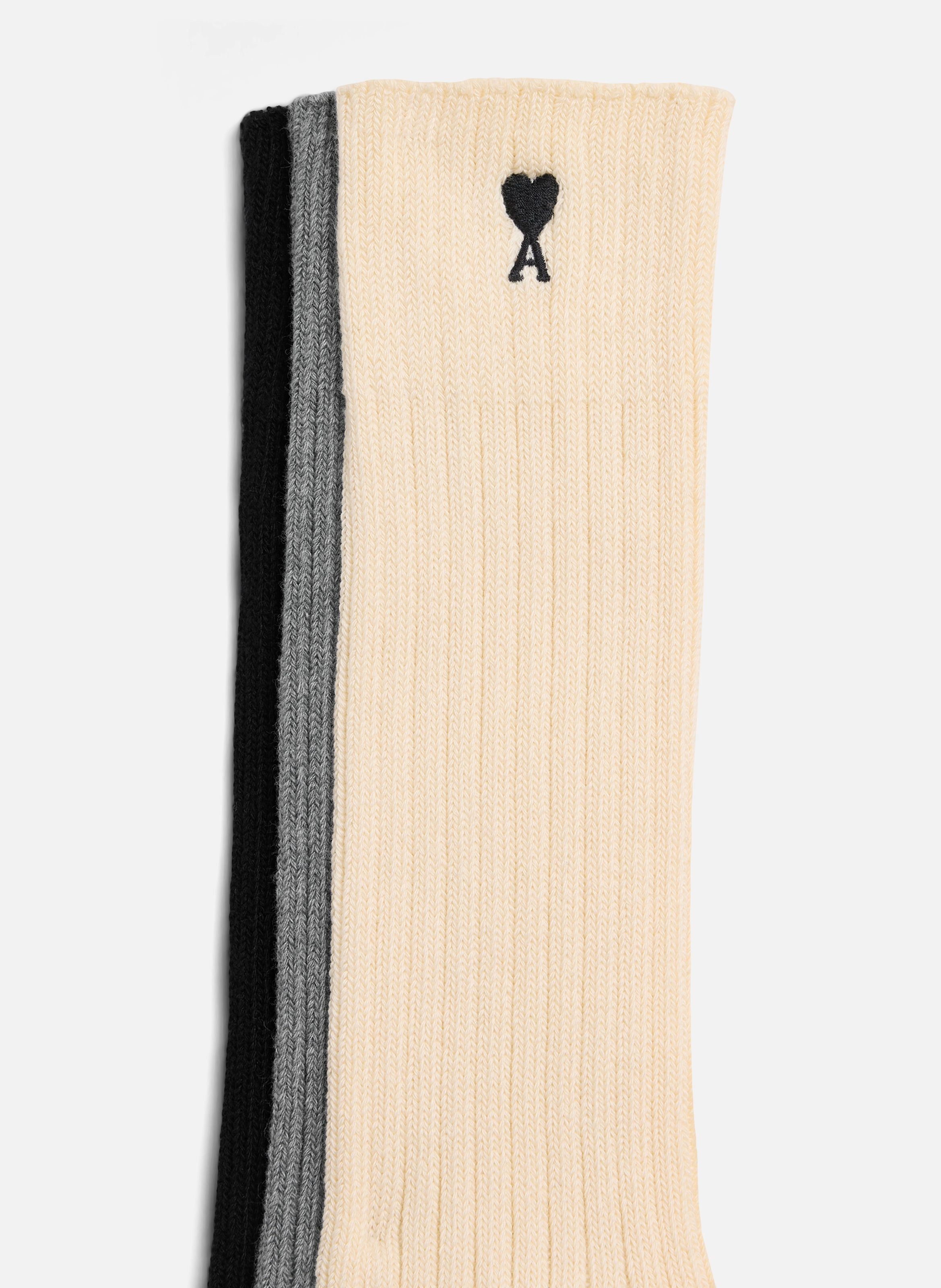 Pack trois paires de chaussettes unisexe en coton ami de coeur AMI PARIS Blanc