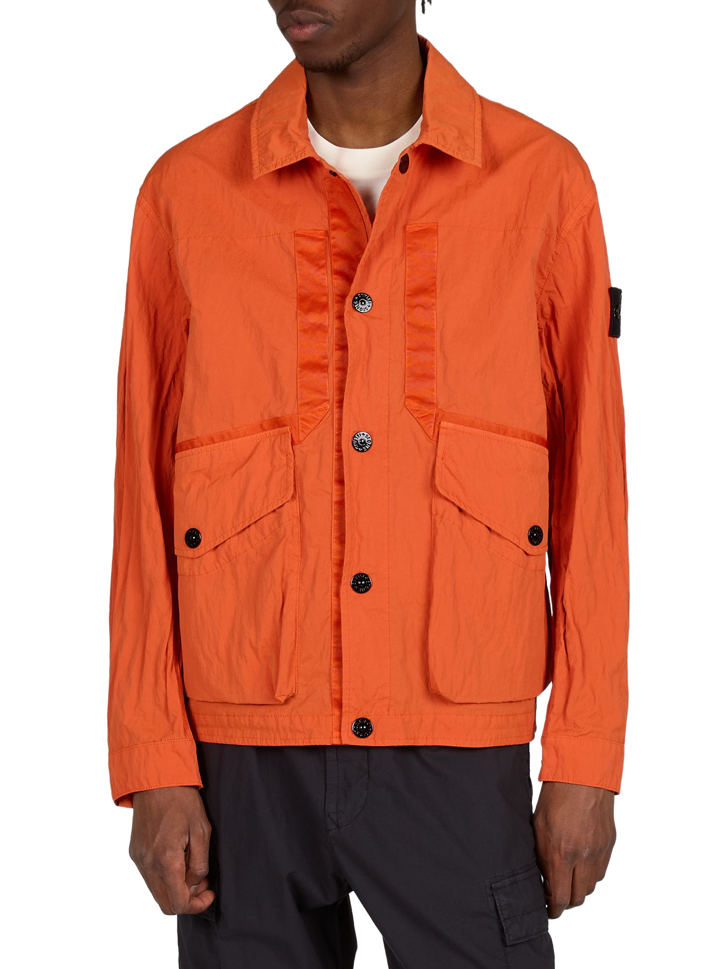 Lightweight jacket with classic collar STONE ISLAND Orange