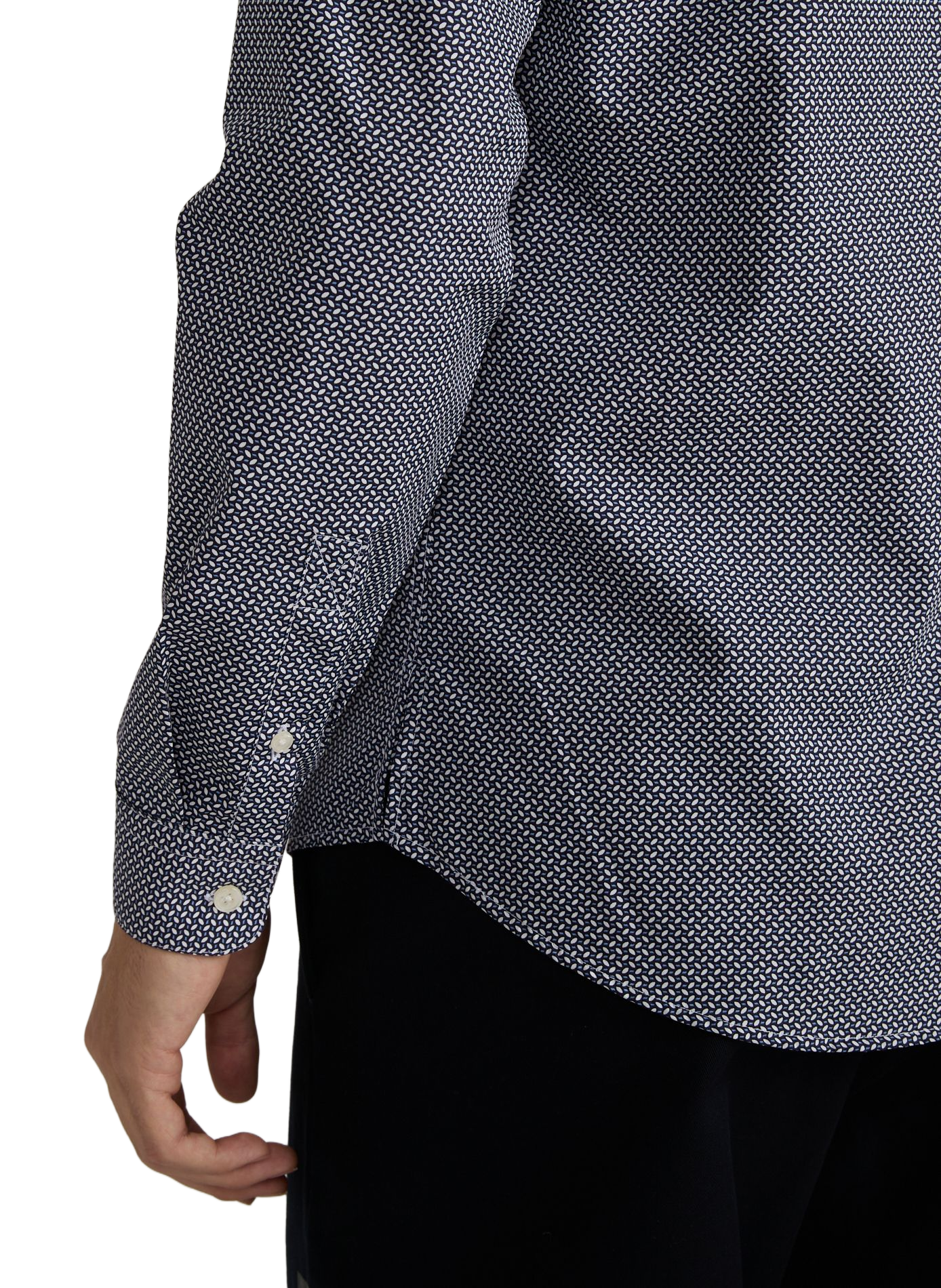 Slim-fit overhemd met klassieke kraag van bedrukt katoen. AU PRINTEMPS PARIS Blauw