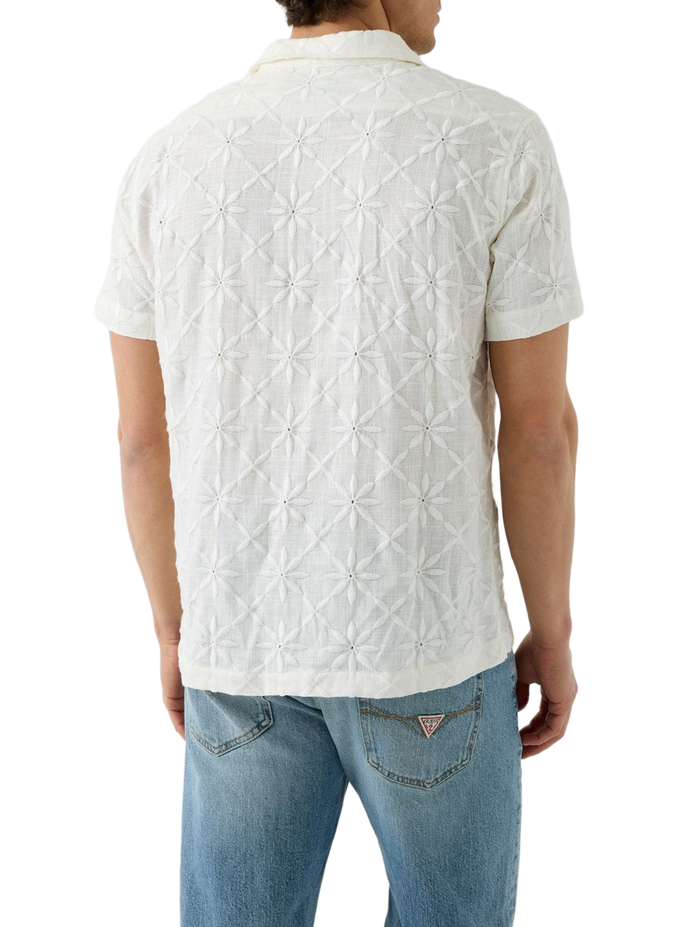 Bestickte Bluse mit kurzen Ärmeln GUESS Weiss