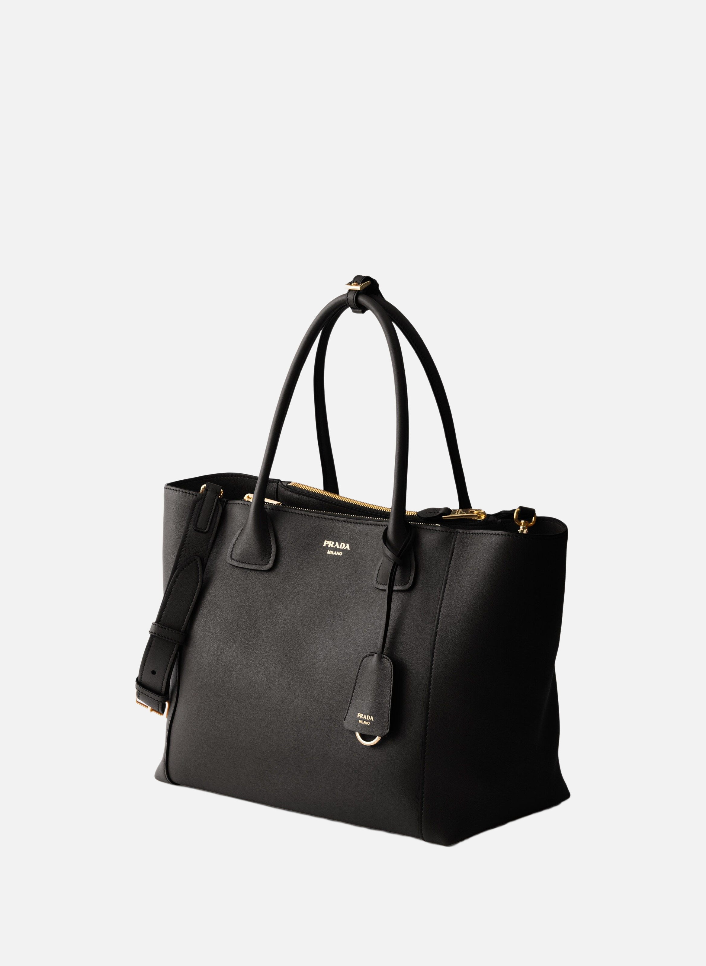 Grand cabas en cuir PRADA Noir