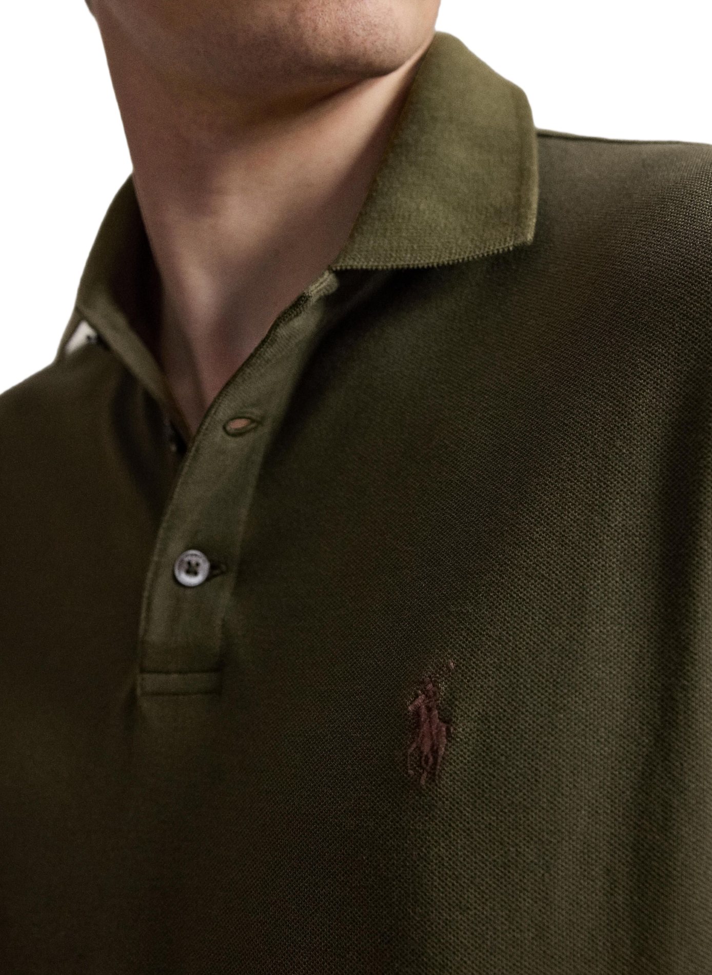 Polo manches longues à logo brodé en coton mélangé POLO RALPH LAUREN Vert