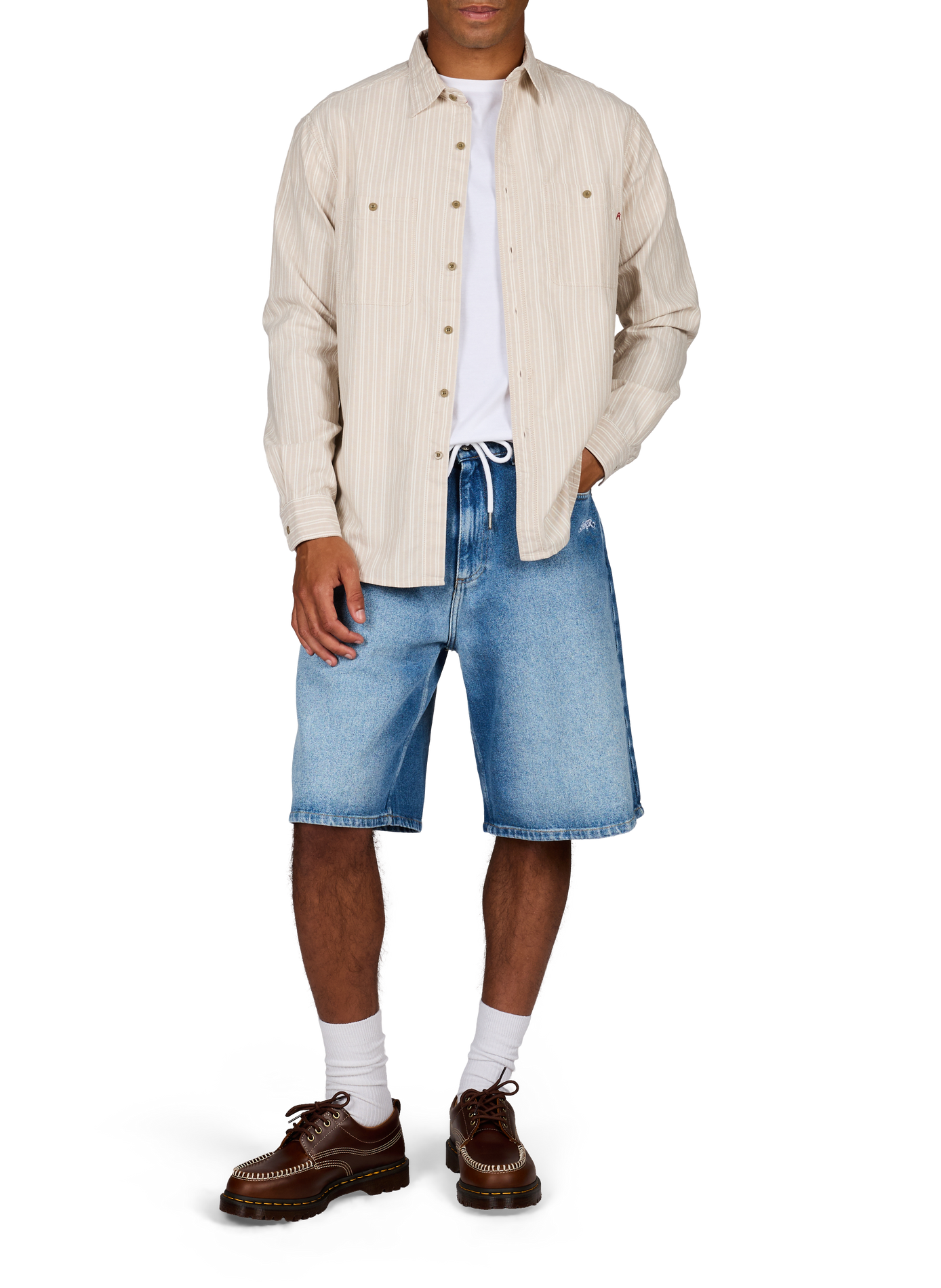 Chemise à rayures REPLAY Beige