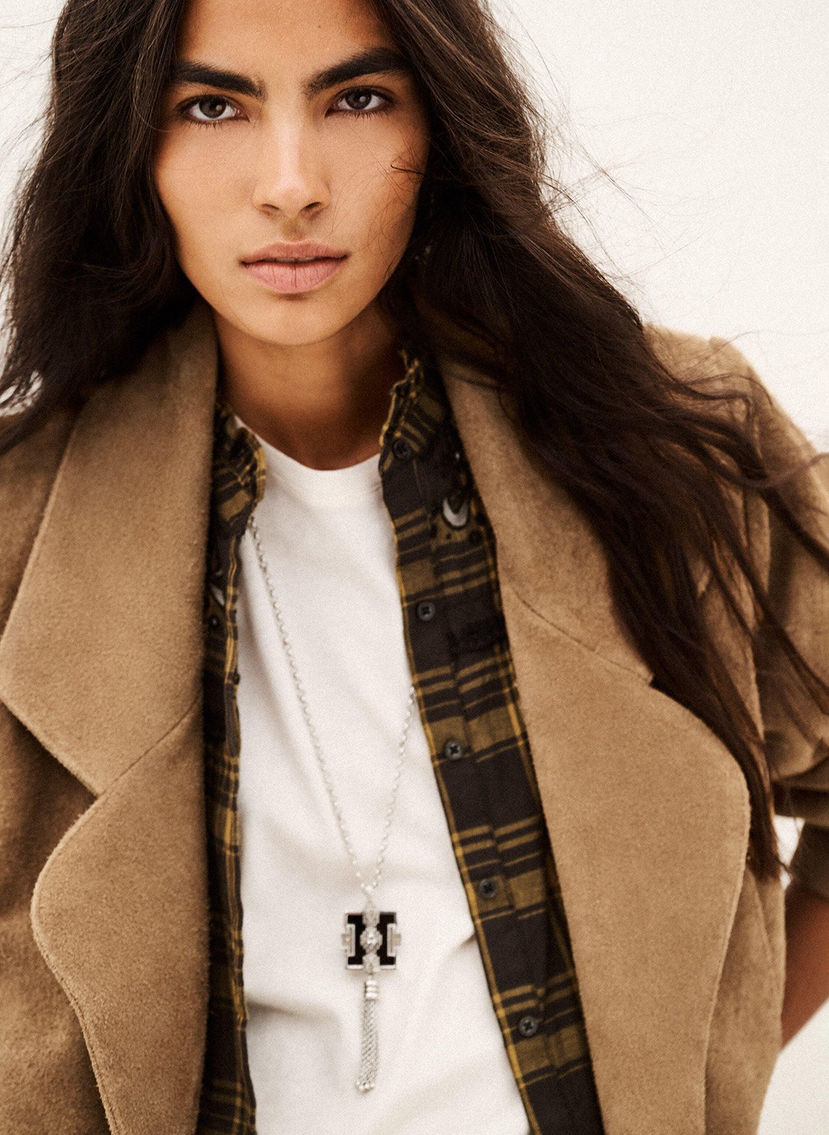 Veste droite col tailleur uni en cuir cowy BA&SH Beige