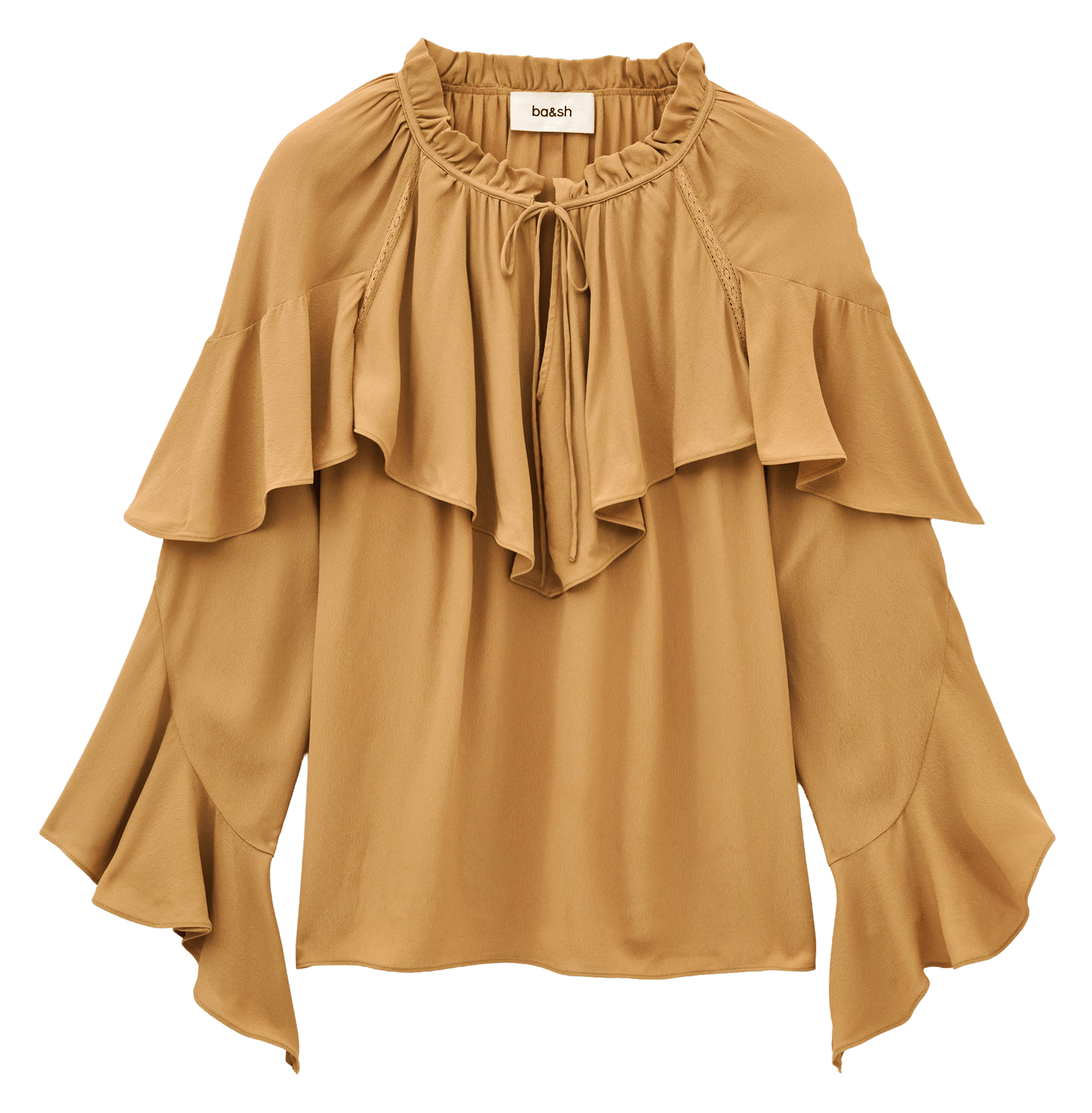 Blouse à volants manches longues betty BA&SH Marron