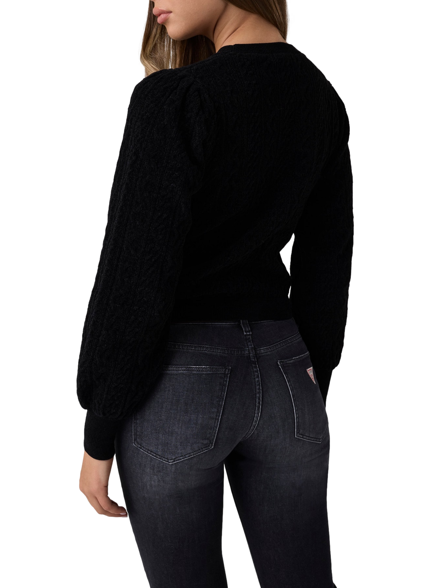 Pull cintrée Joanna côtelé GUESS Zwart