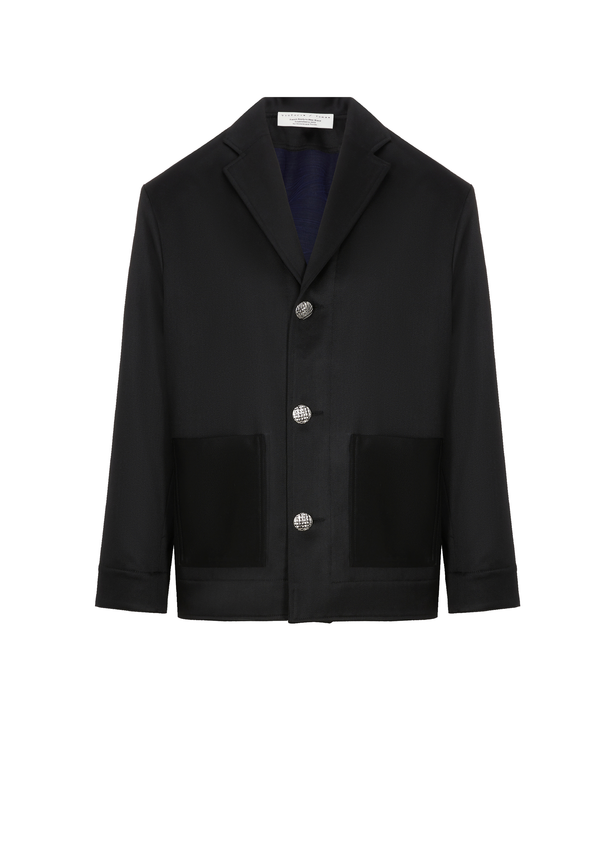VICTORIA/TOMAS Veste réversible en laine Noir