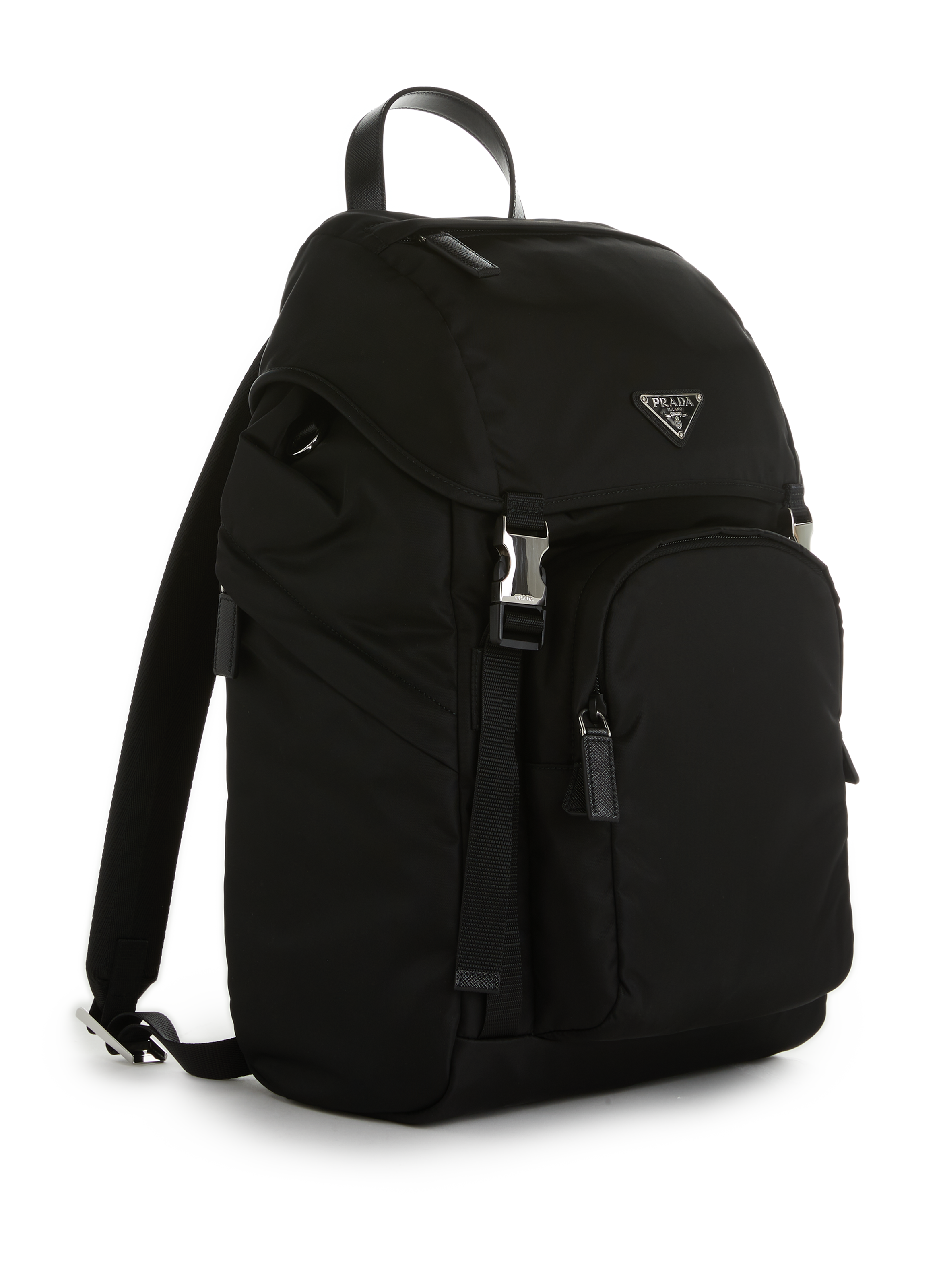 Re-nylon and leather backpack PRADA Black