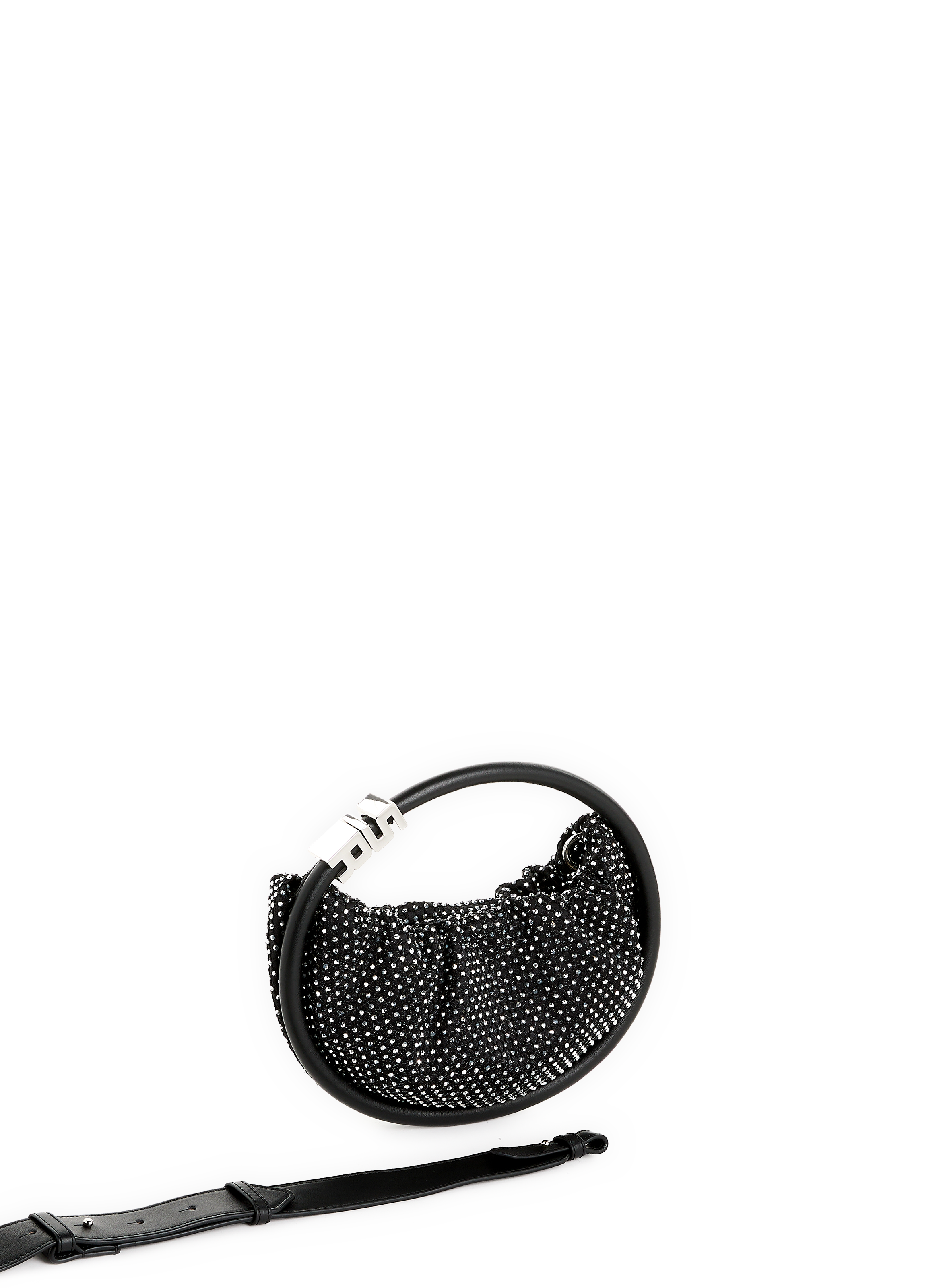 Domino mini handbag in rhinestone mesh SONIA RYKIEL Black