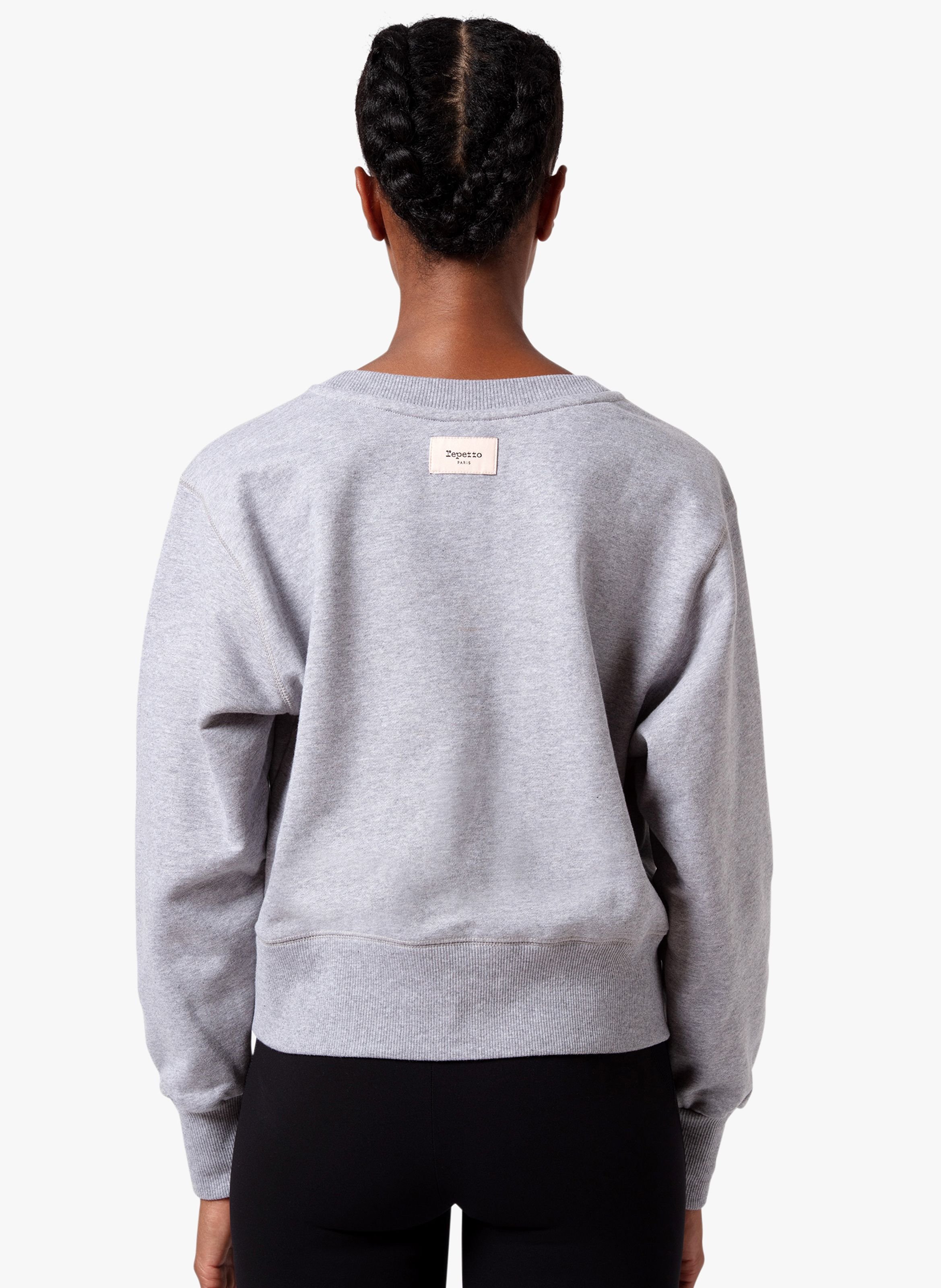 Sweatshirt col rond en coton brodé REPETTO Gris