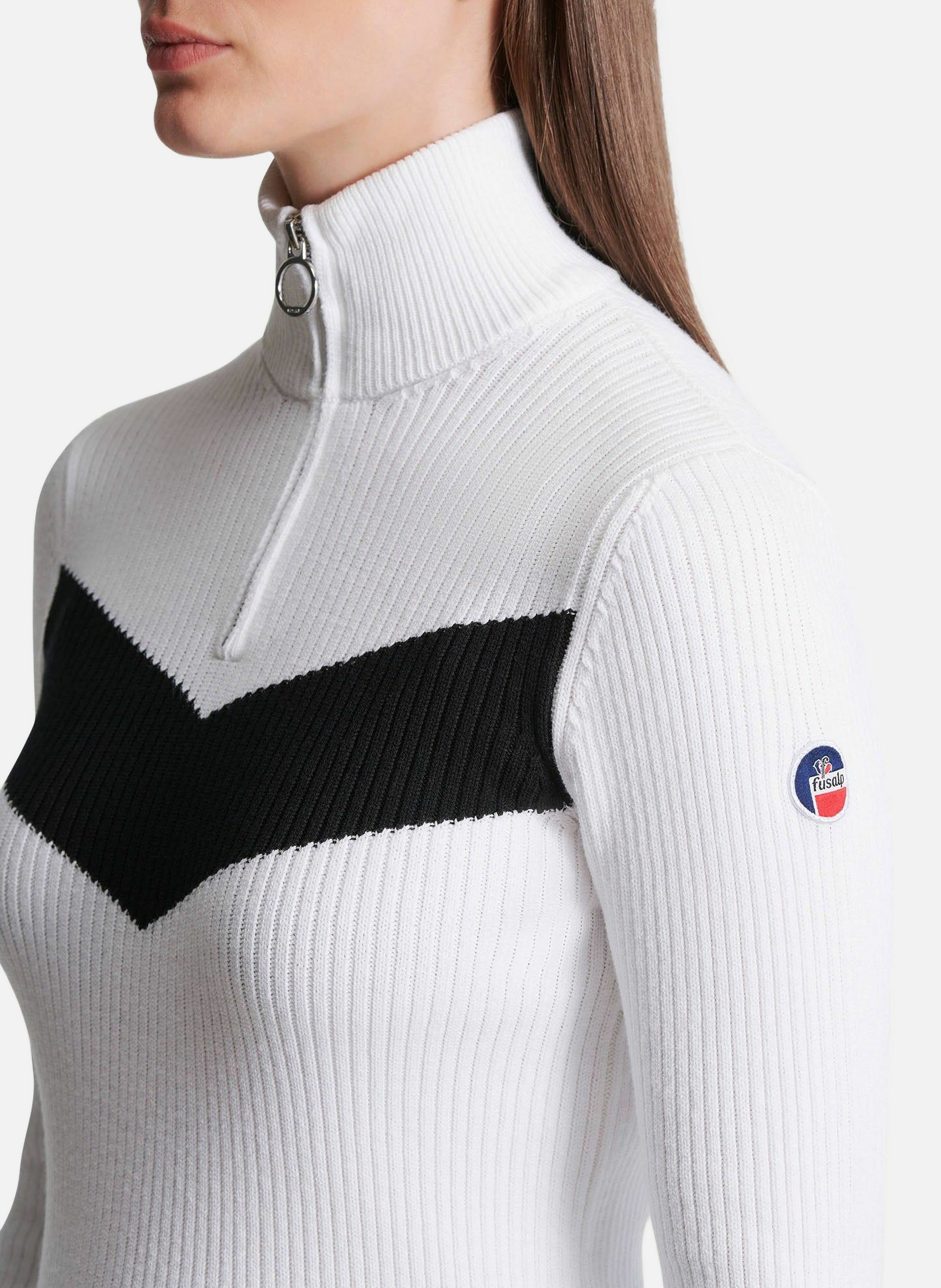 Pull andromede col montant coupe ajustée FUSALP Blanc