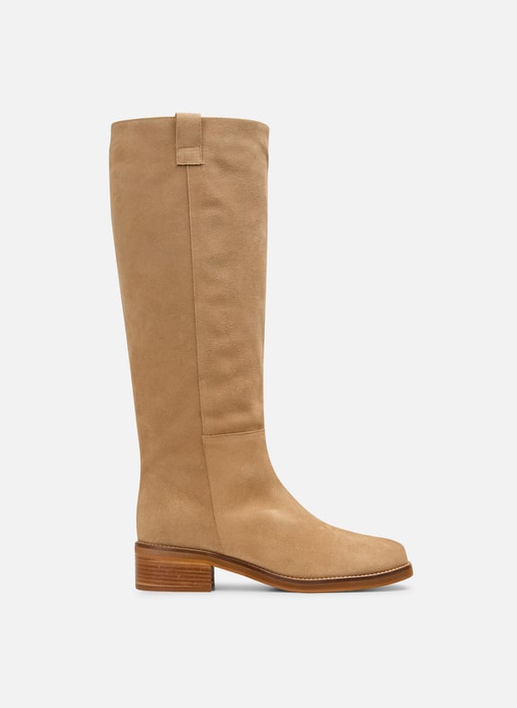 Bottes hautes en cuir velours romane Beige by MAISON 123 MAISON 123 Bottes hautes en cuir velours romane Beige